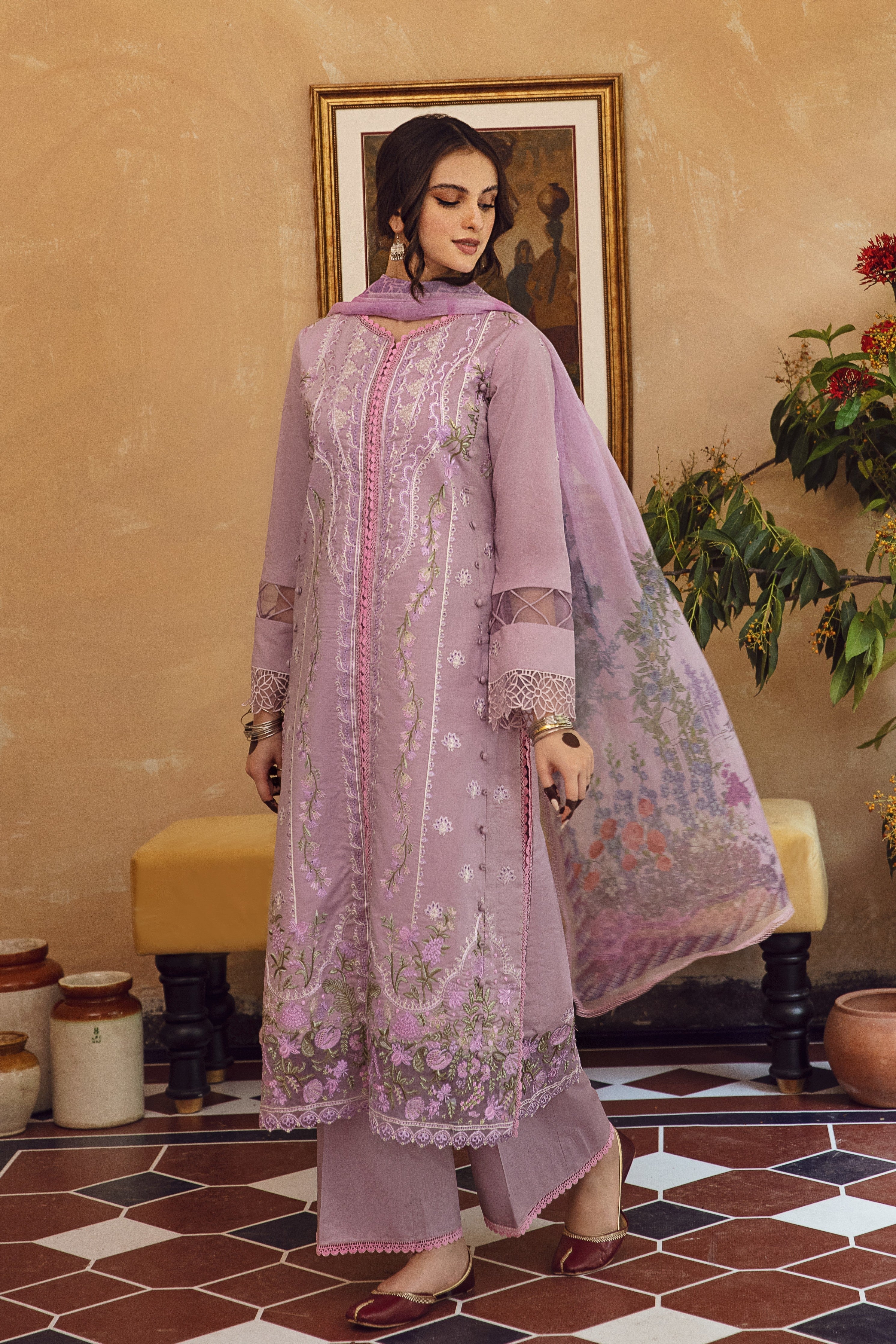 Aabyaan Meena Kumari Chikankari Eid Collection II – NEELAM (AB-04) - Image 4