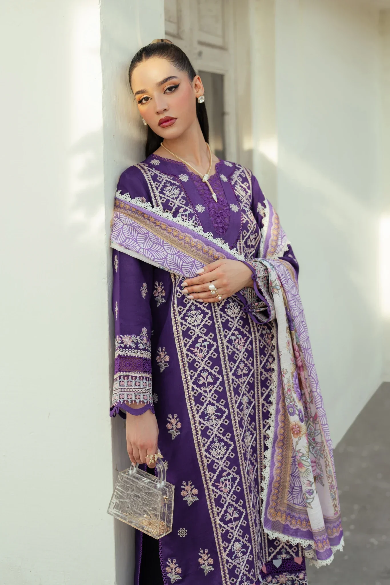 Aabyaan Miraal Signature Embroidered Viscose Fall Collection – AYMEEN (AV-02) - Image 4
