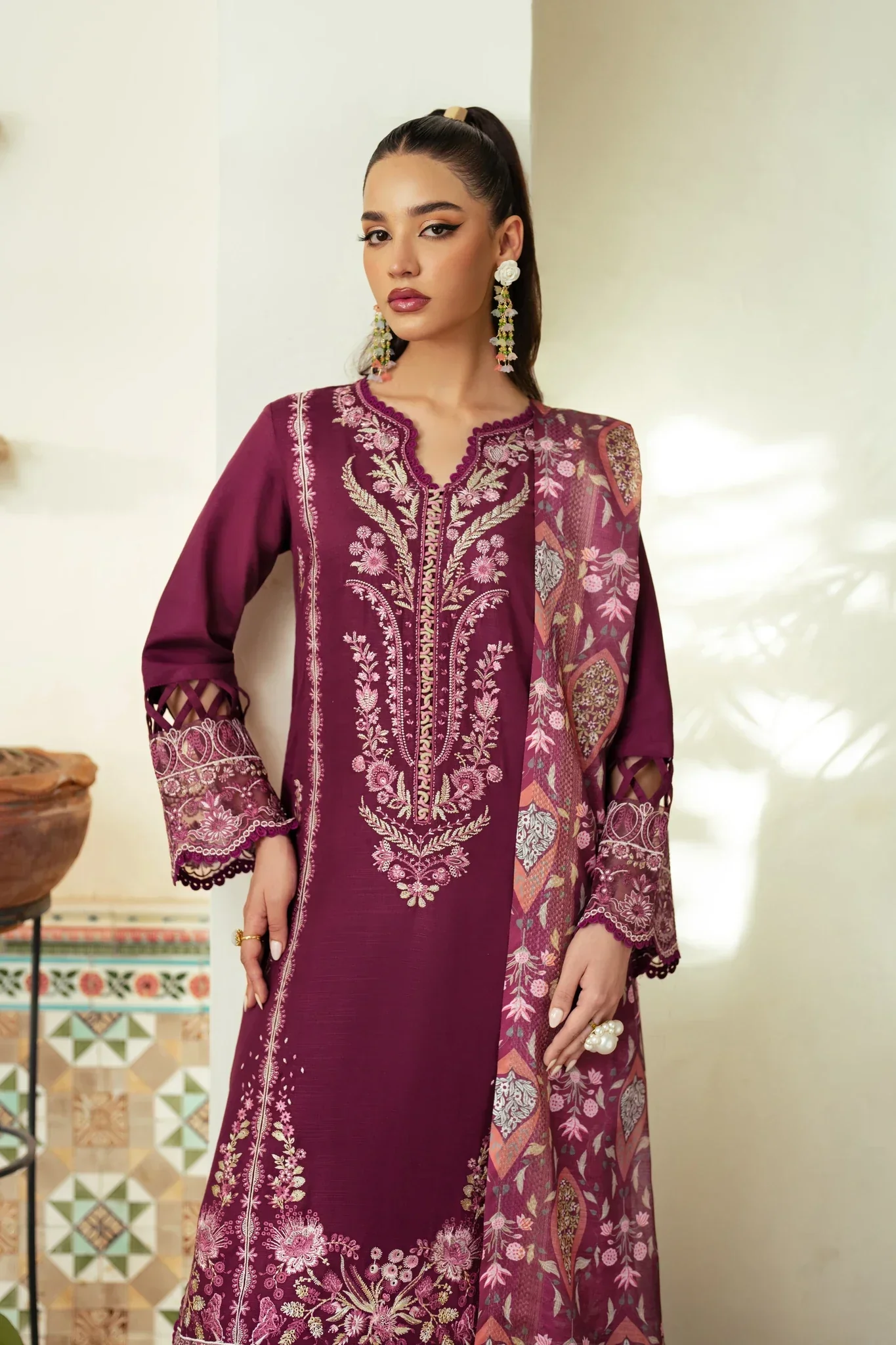 Aabyaan Miraal Signature Embroidered Viscose Fall Collection – BESMA (AV-05) - Image 3