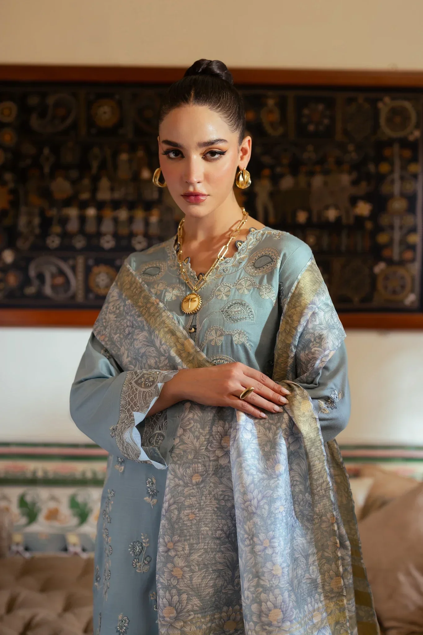 Aabyaan Miraal Signature Embroidered Viscose Fall Collection – MALEEN (AV-04) - Image 5