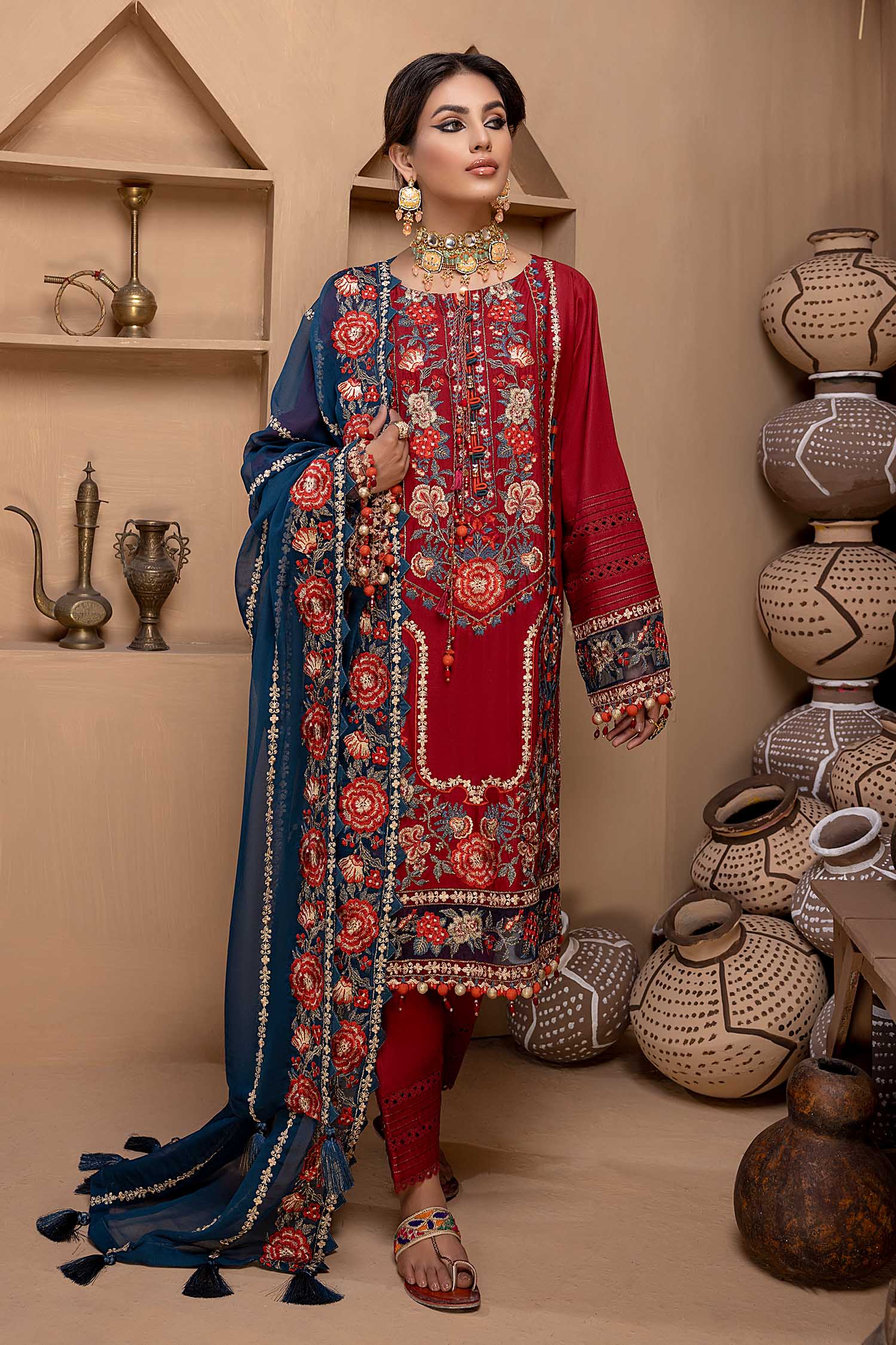 Adan's Libas Aangan Lawn Collection – Firebrick