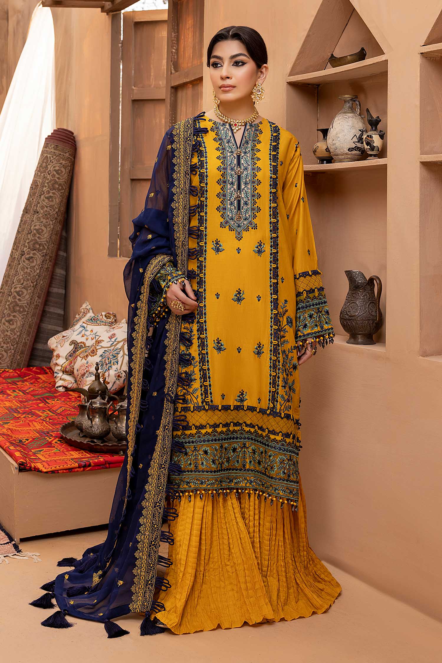 Adan's Libas Aangan Lawn Collection – Golden Bell