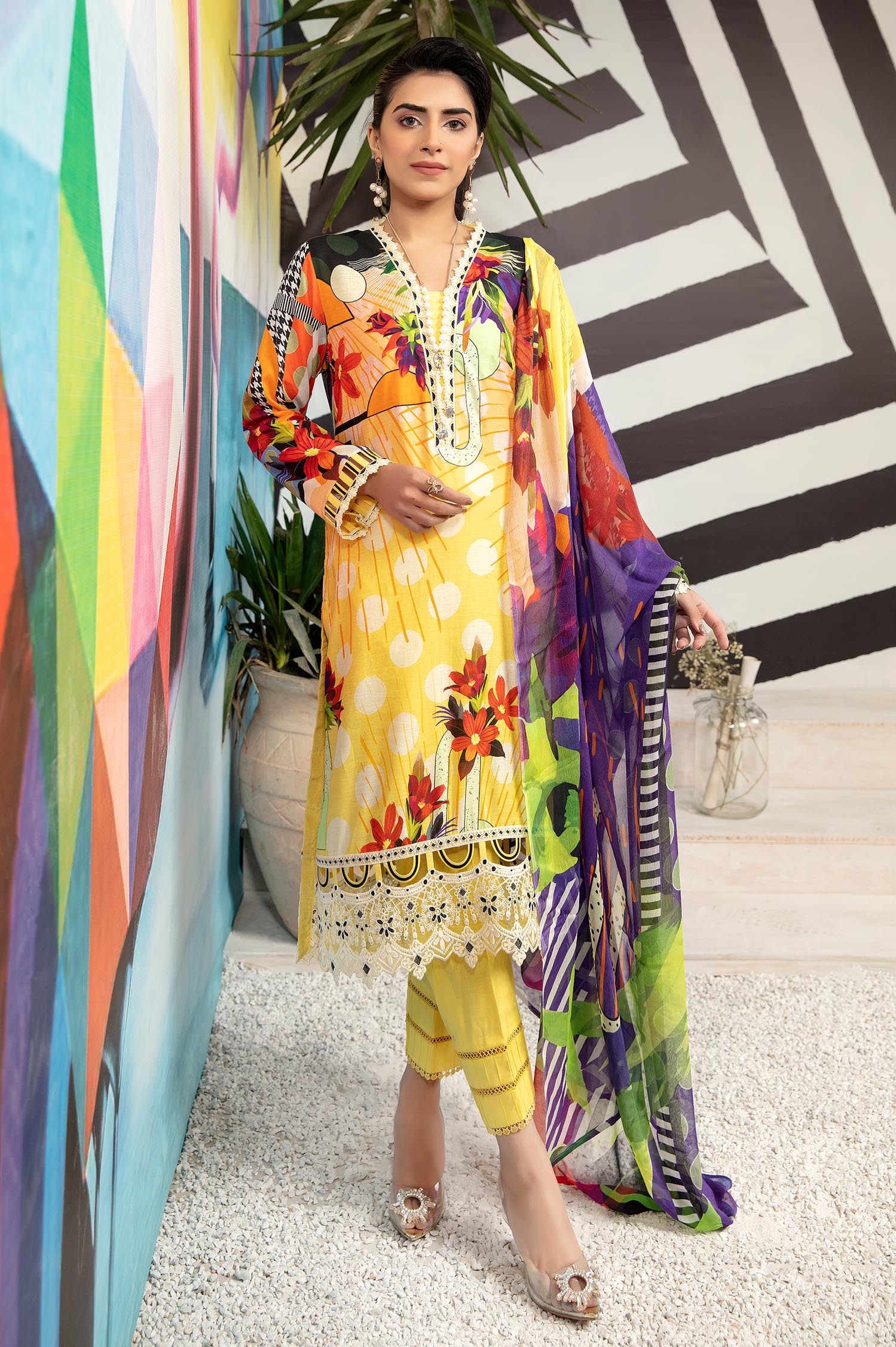 Adan's Libas Esense 3PC Stitched Lawn Collection – Light Tan