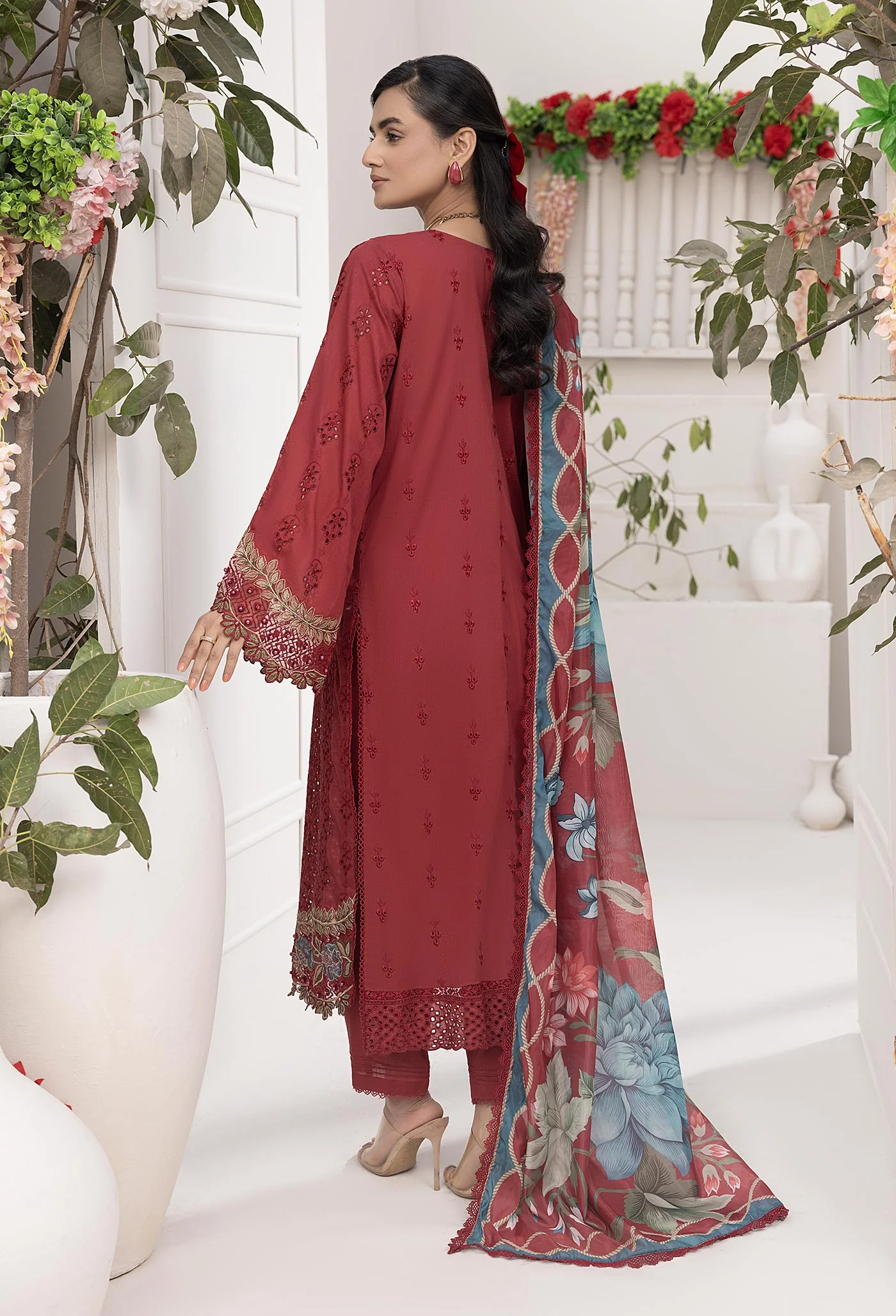 Adan's Libas Ezlyn Schiffli Embroidered Lawn – D-3 - Image 2
