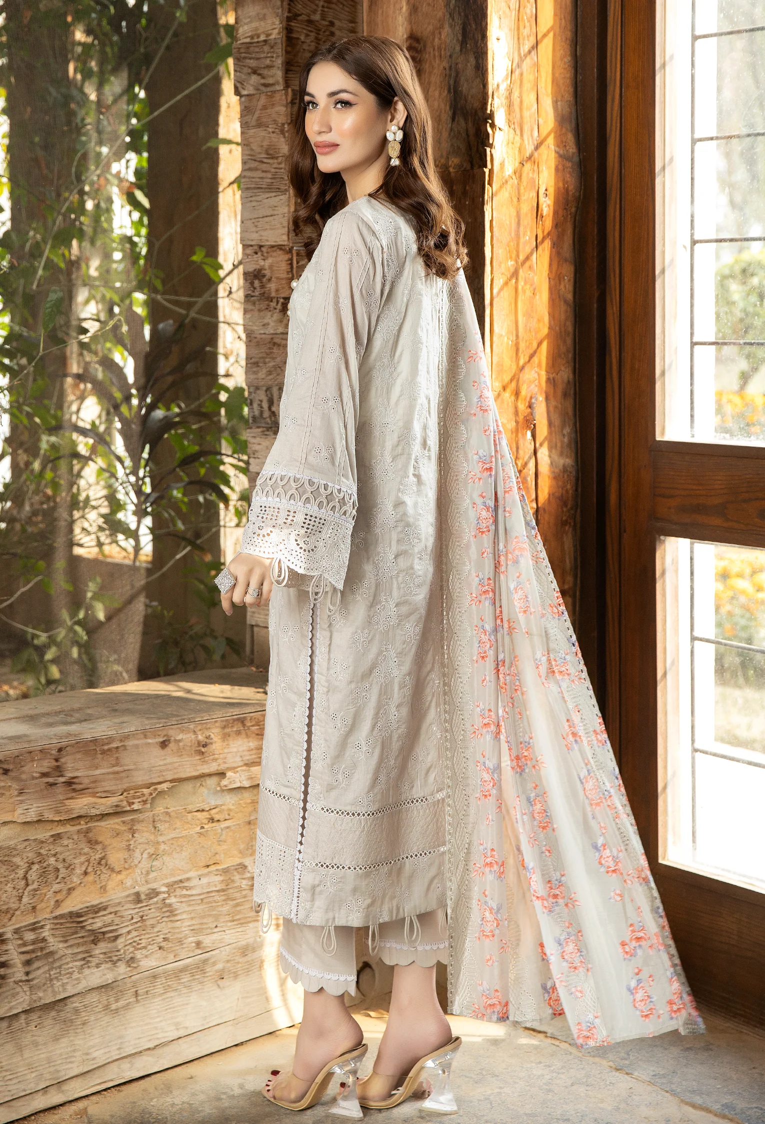 Adan's Libas Fuchsia Lawn Collection – Swiss Coffee - Image 4