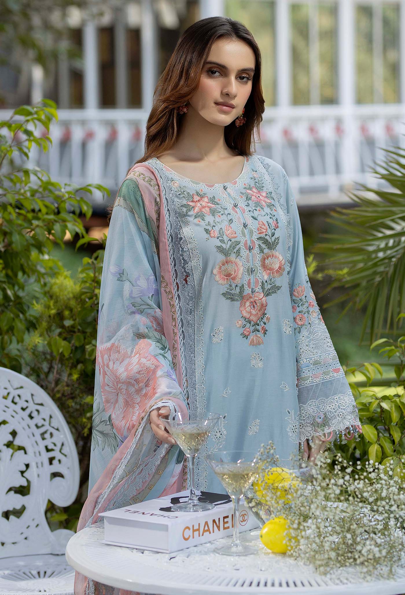Adan's Libas Gardenia Embroidered Lawn – 2628 - Image 2