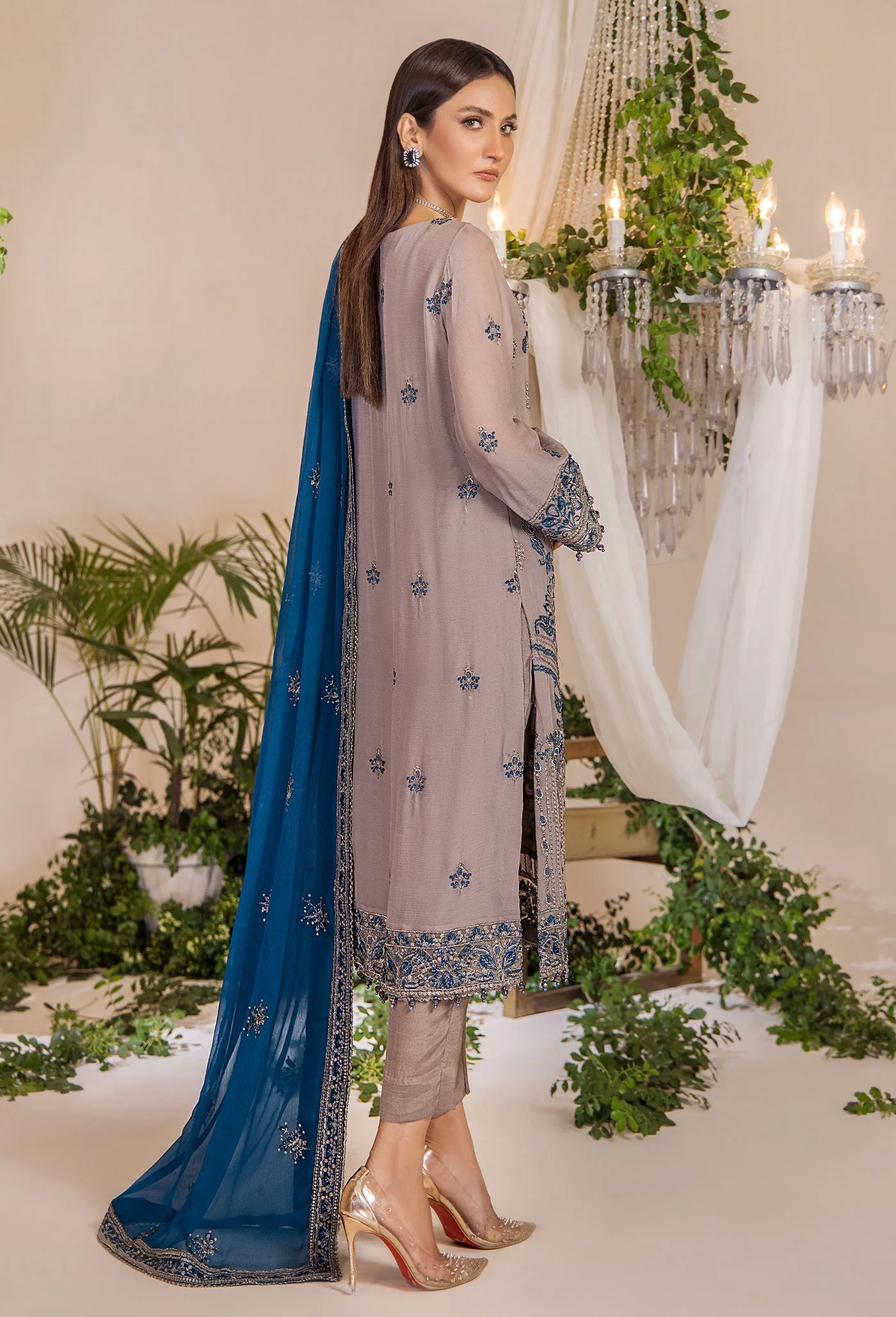 Adan's Libas Lueur Semi-Stitched Chiffon Formal Collection – D-01 - Image 3