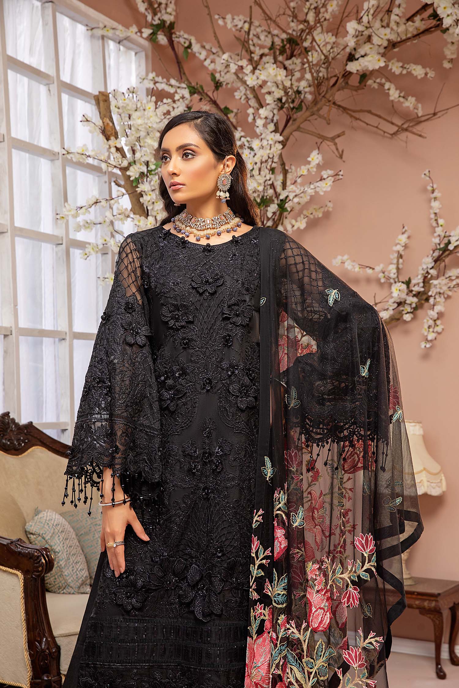 Adan's Libas Luxulia Embroidered Chiffon Collection – Midnight Sky - Image 2