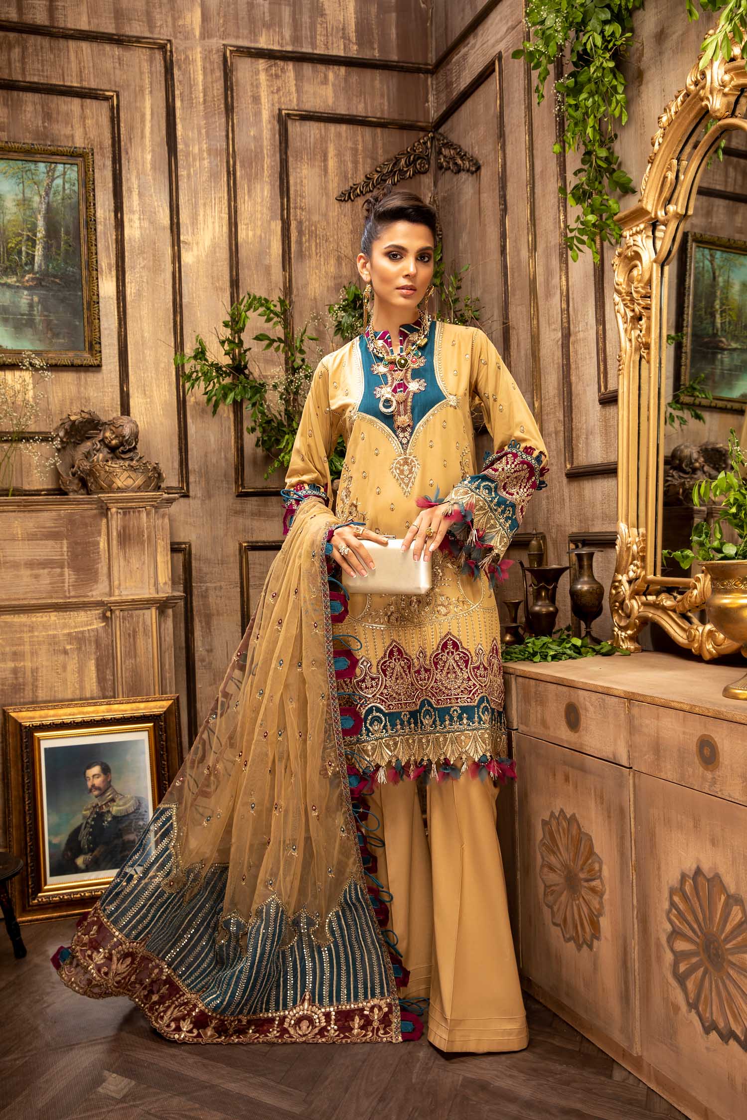 Adan's Libas Majestic Festive Lawn Collection – Light Ochre