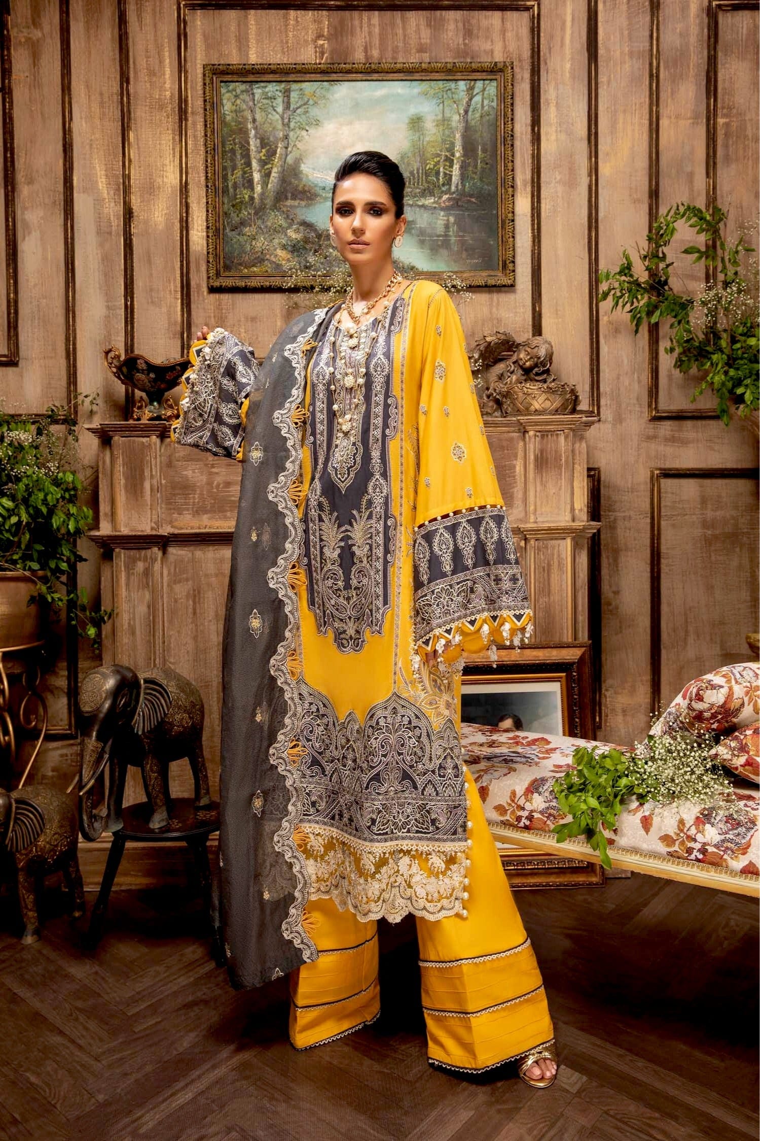 Adan's Libas Majestic Festive Lawn Collection – Tangerine Tango - Image 3