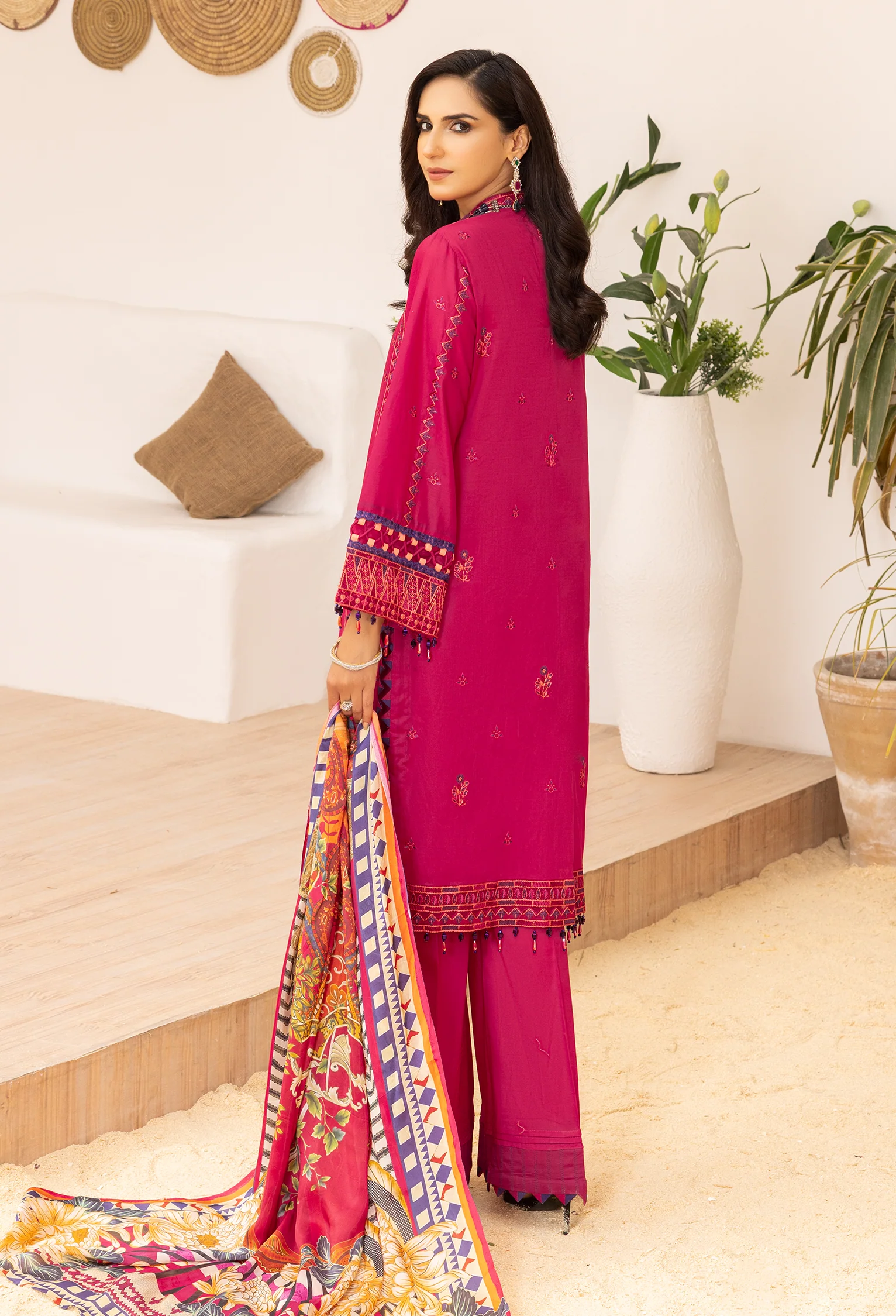 Adan's Libas Muzayyan Lawn Collection – Raspberry - Image 3