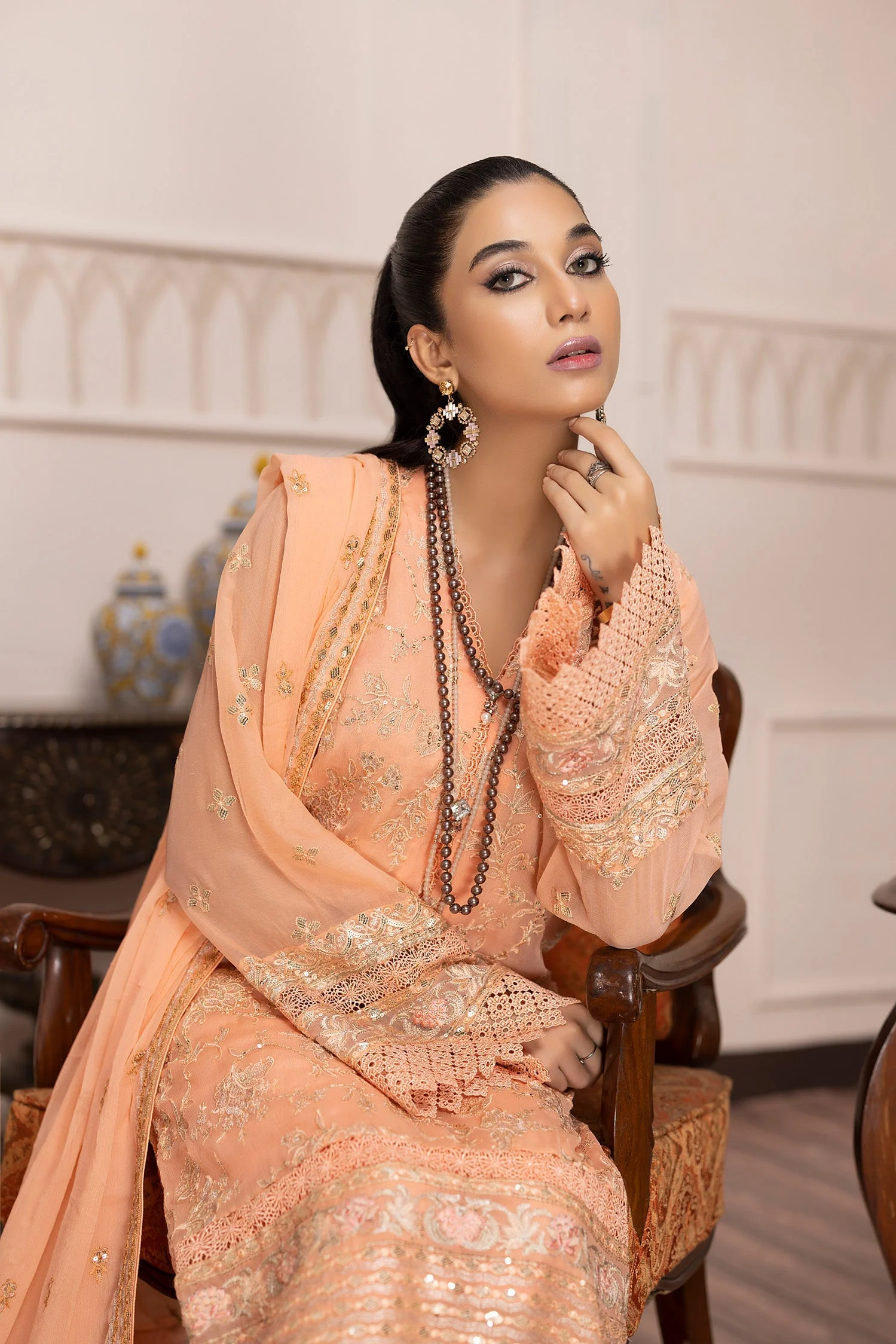 Adan's Libas Pret · Embroidered Chiffon 3PC Collection – Jelit Swin - Image 2