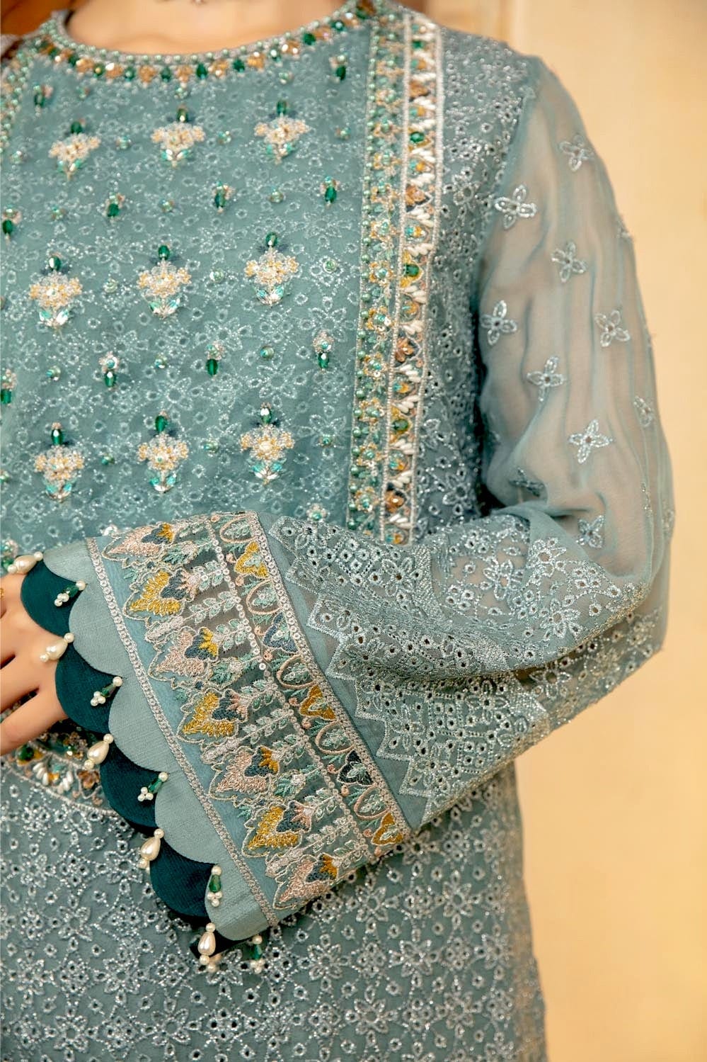 Adan's Libas Ravia Schiffli Embroidered Chiffon Collection – Afreen - Image 4