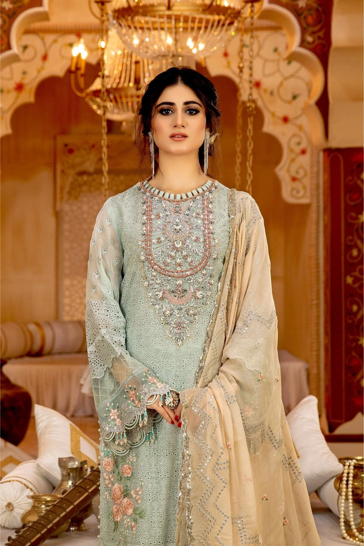 Adan's Libas Ravia Schiffli Embroidered Chiffon Collection – Noor e Sehar - Image 4