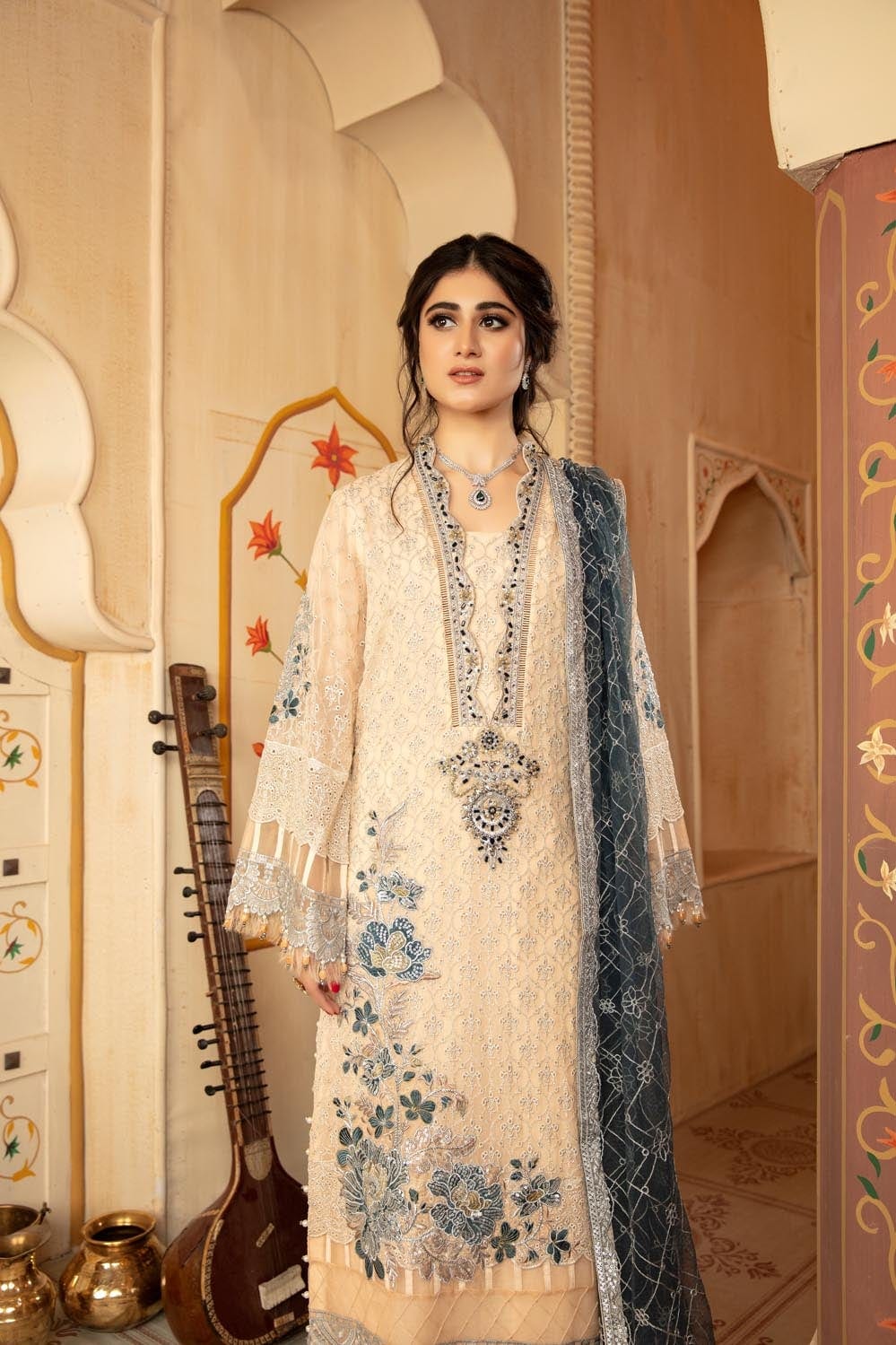 Adan's Libas Ravia Schiffli Embroidered Chiffon Collection – Sundas - Image 7