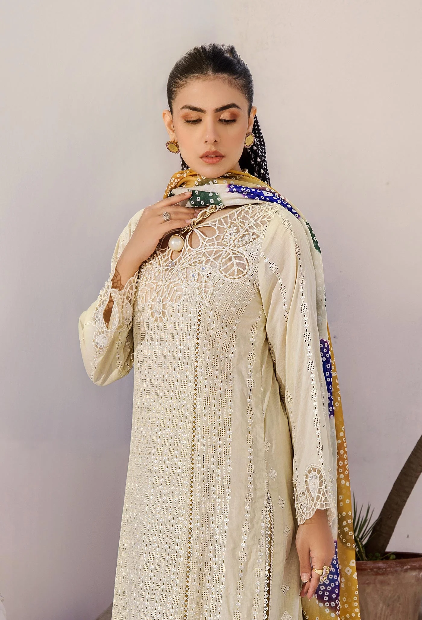 Adan's Libas Rumi Schiffli Embroidered Lawn – D-2 - Image 3