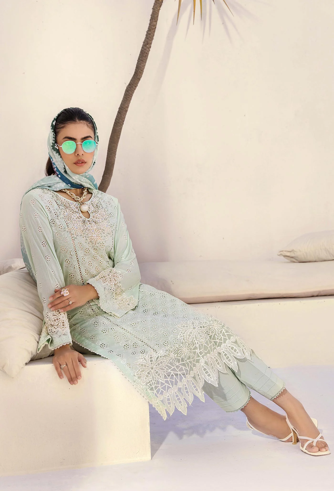 Adan's Libas Rumi Schiffli Embroidered Lawn – D-3 - Image 3