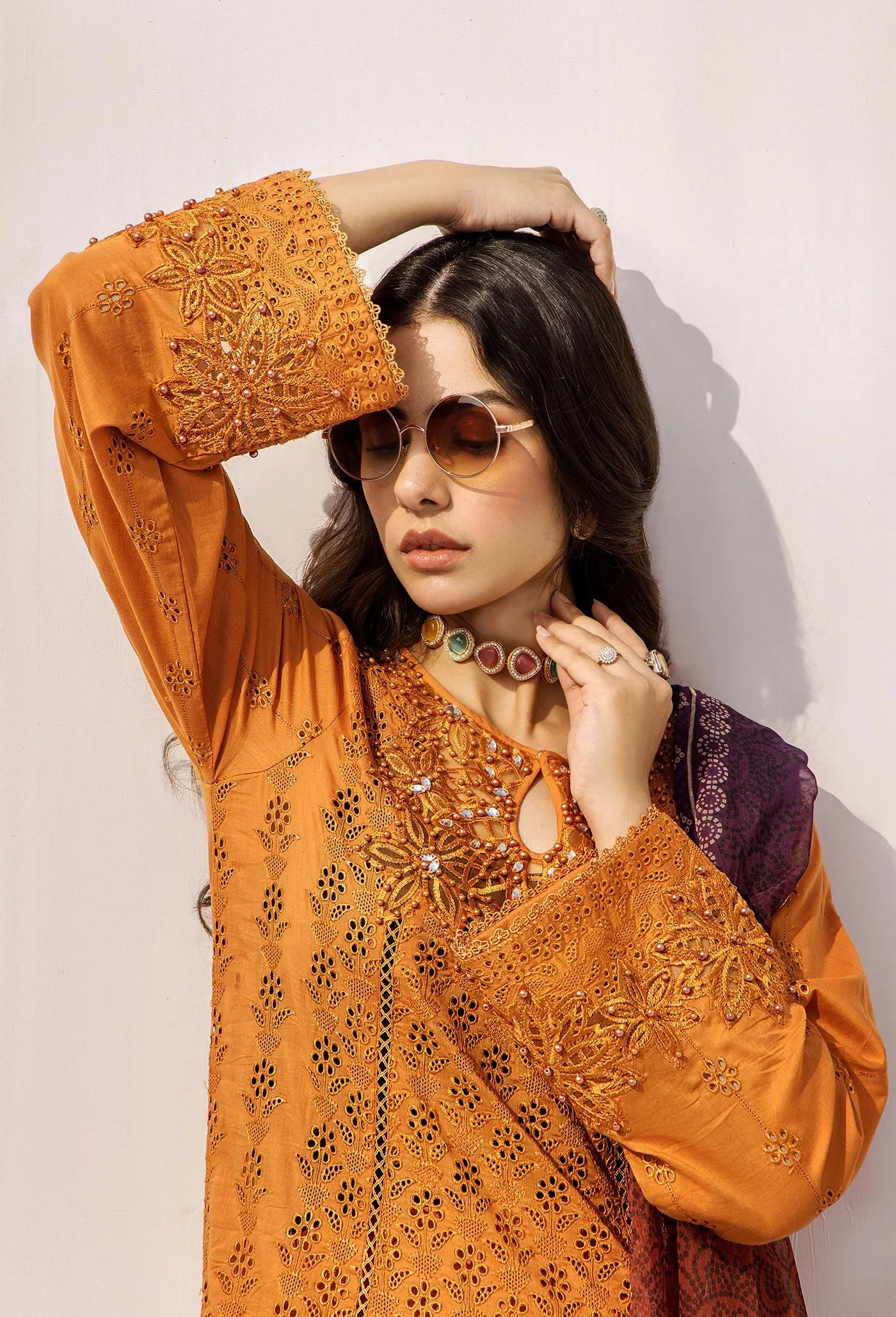 Adan's Libas Rumi Schiffli Embroidered Lawn – D-6 - Image 4