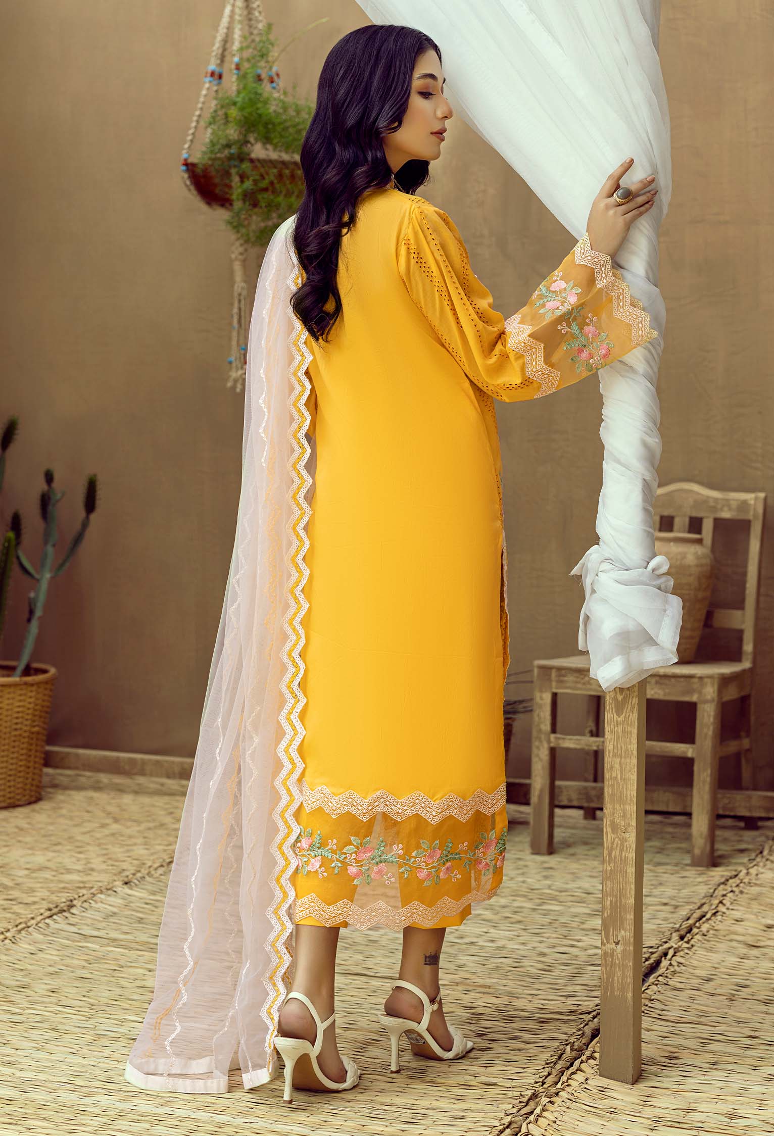 Adan's Libas Zaire Lawn Collection – Aztic Gold - Image 3