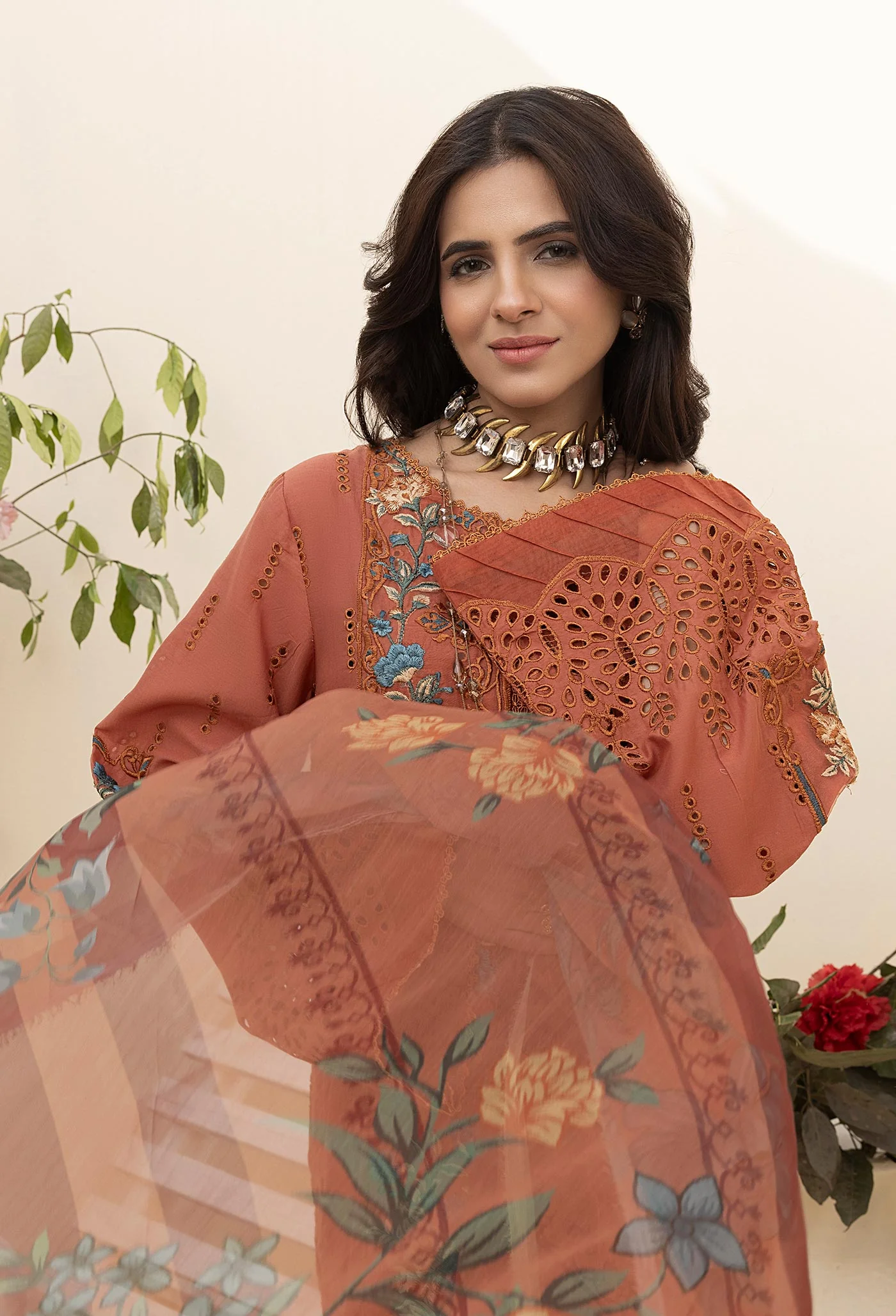 Adan's Libas Zaria Schiffli Embroidered Lawn – D-10 - Image 3