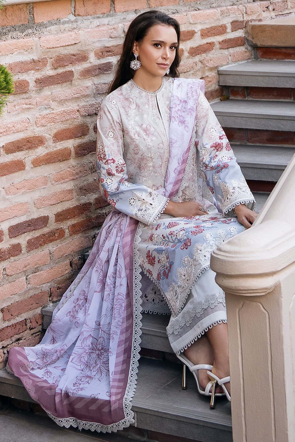 Afrozeh Damask The Holiday Edit Lawn – Opaline B - Image 6