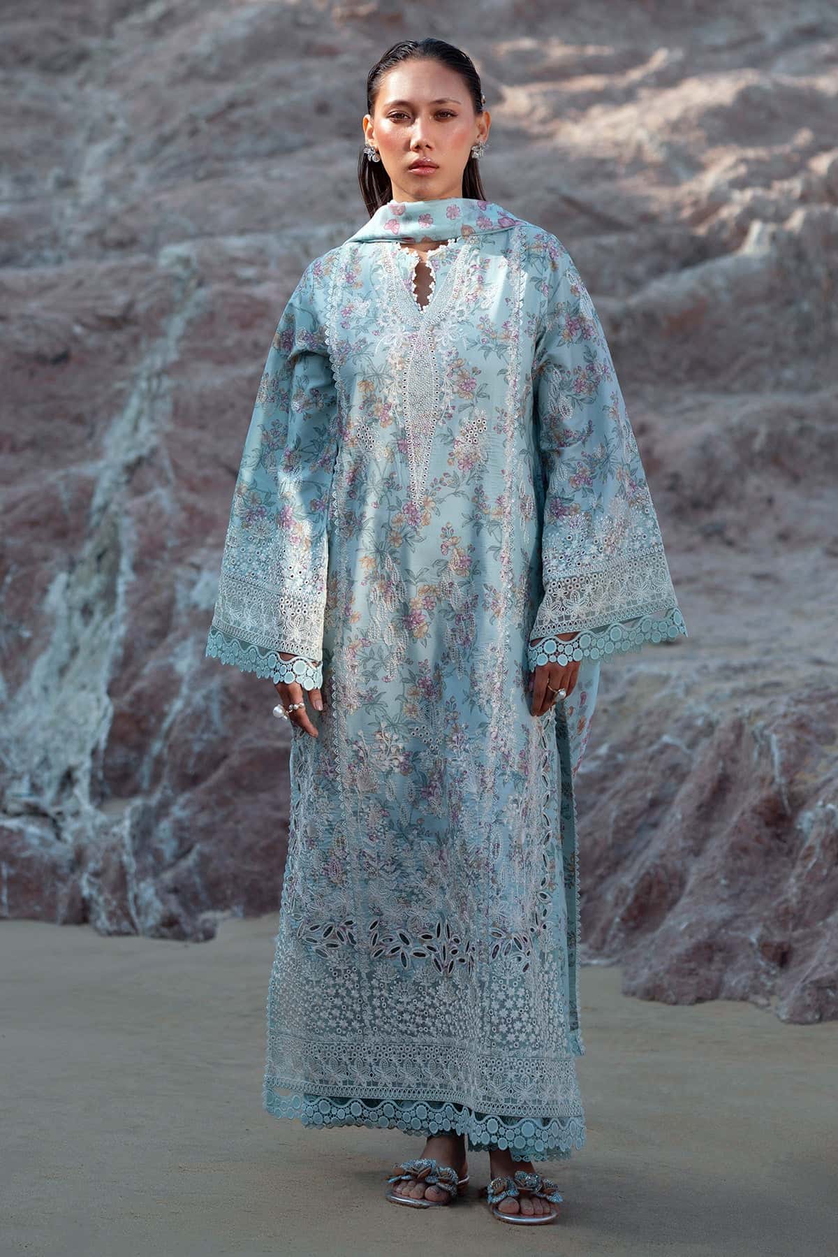 Afrozeh Summer Together Lawn – Aquamarine