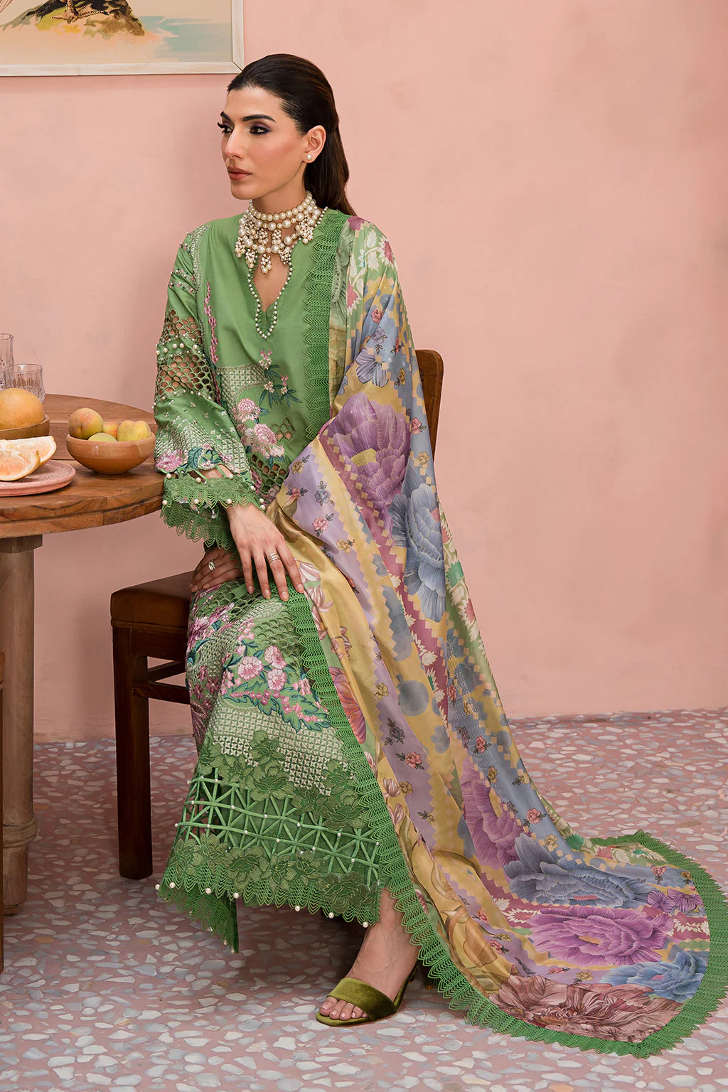 Afrozeh The Painted Garden Festiive Eid Lawn – Celestial Bouquet - Image 3