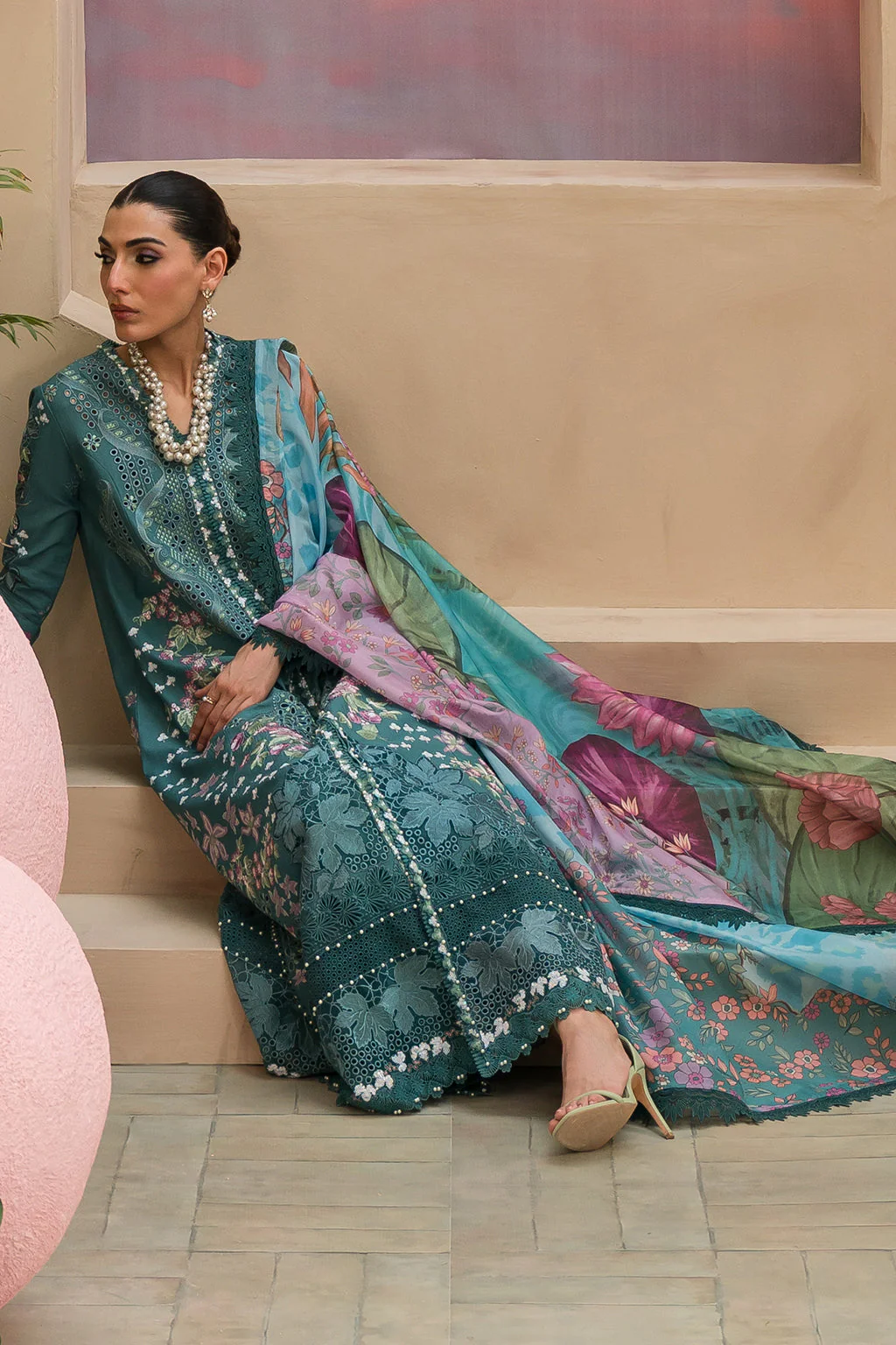 Afrozeh The Painted Garden Festiive Eid Lawn – Stellar Sage - Image 7