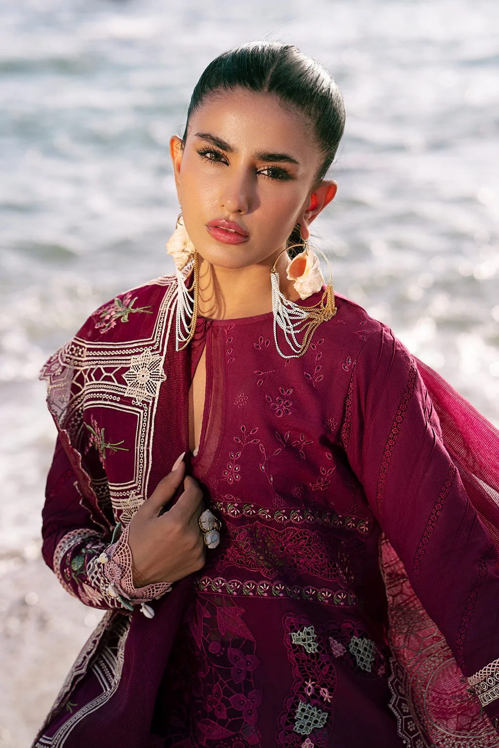 AJR Dastan Luxury Lawn – Cherry Wine - Image 5