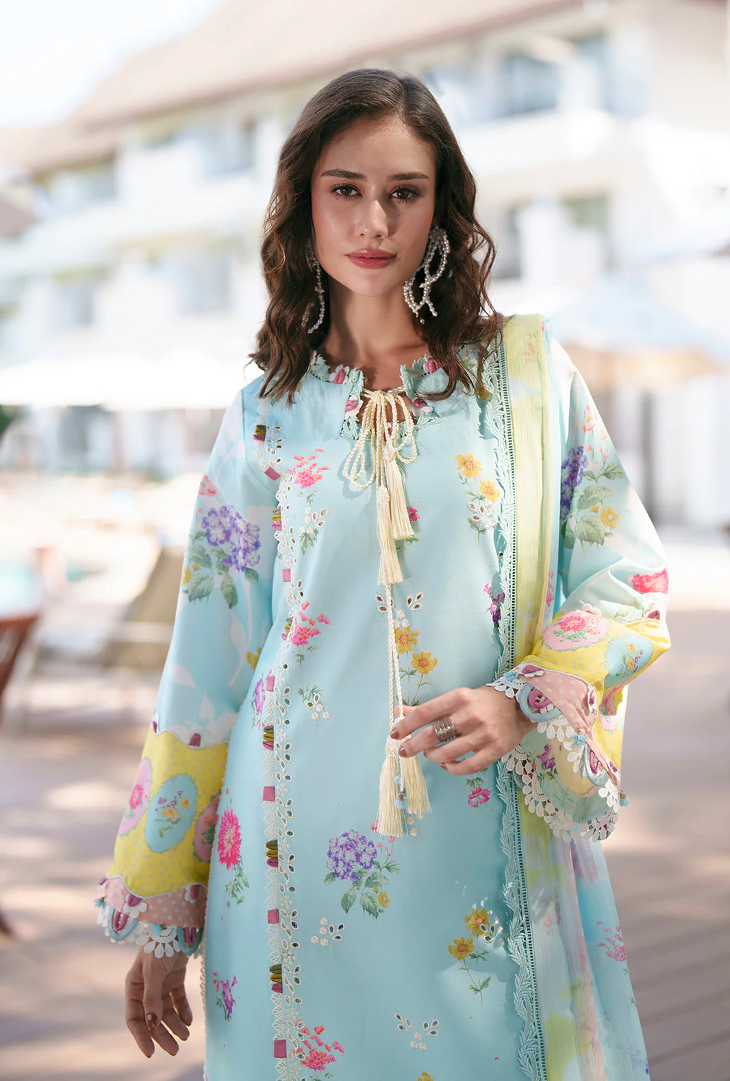 AJR Printed Chikankari Lawn – Azure - Image 3