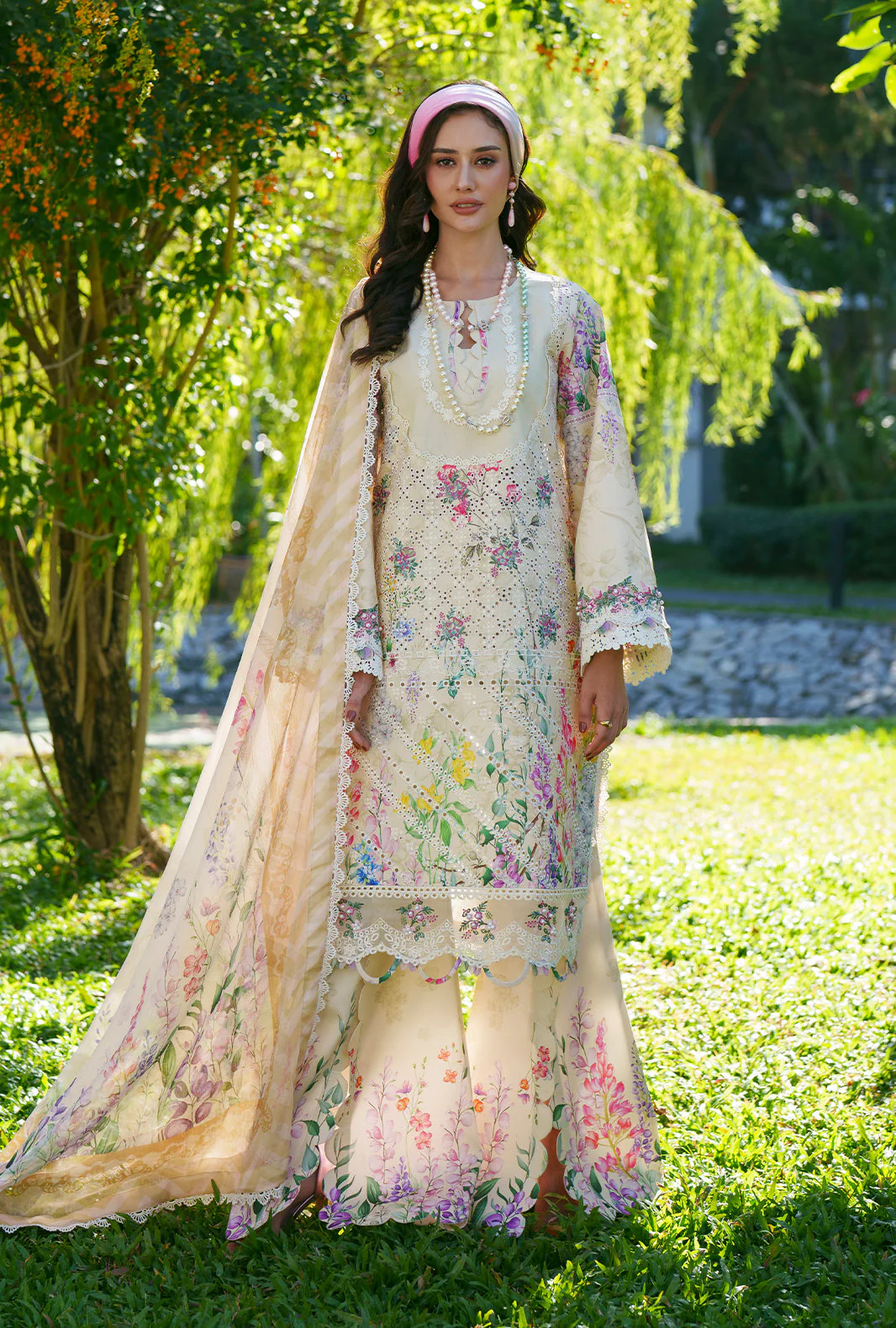 AJR Printed Chikankari Lawn – Lila - Image 3