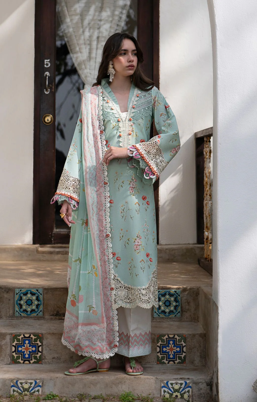 AJR Printkari Lawn โ Aqua - Image 2