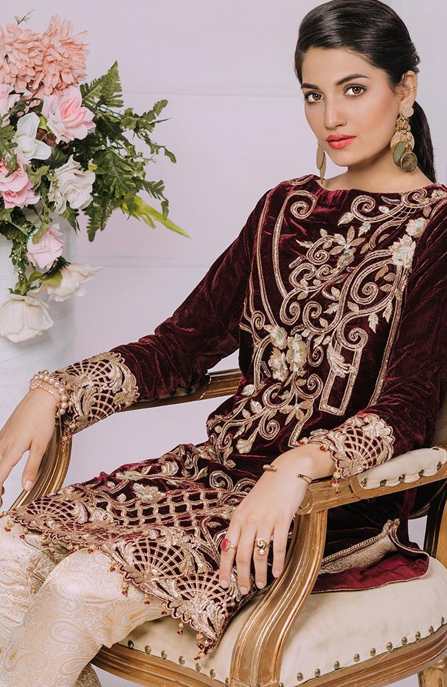 Al Zohaib Velvet Collection 2020 – AZV20-08 - Image 3