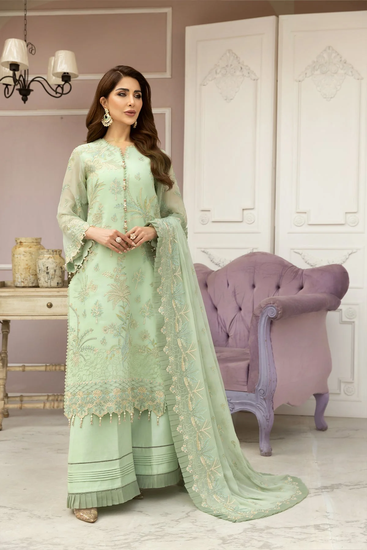 Alizeh Dhaagey Formal Collection – Pistachio - V01D09 - Image 4