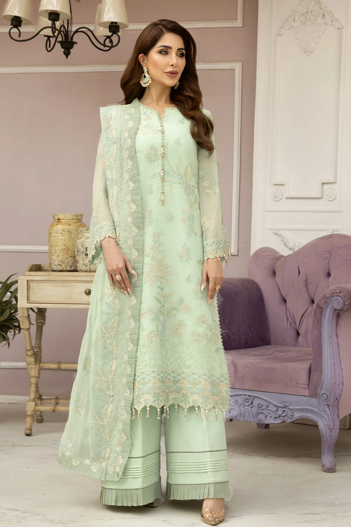 Alizeh Dhaagey Formal Collection – Pistachio - V01D09 - Image 5