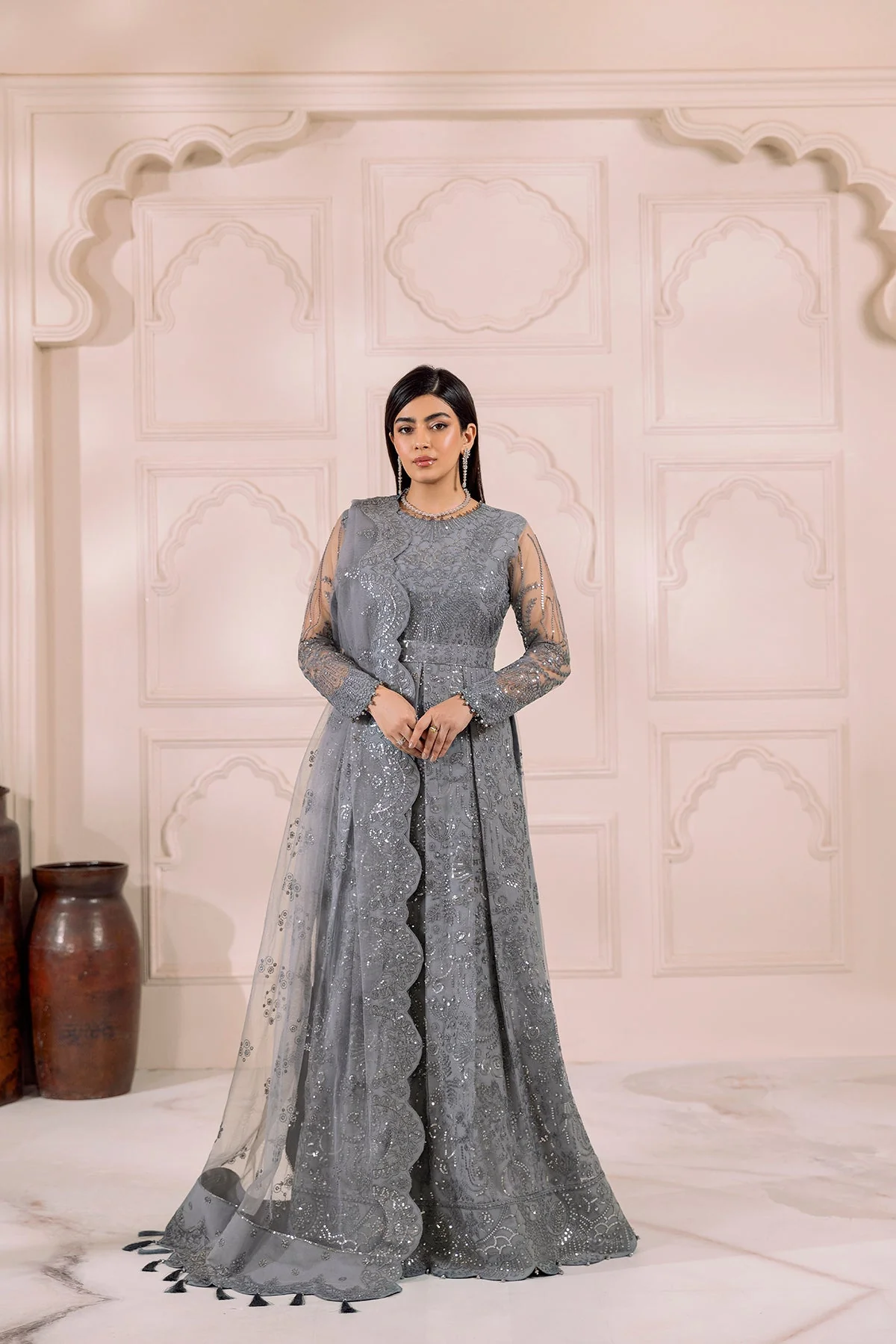 Alizeh Dua Luxury Formals – V01D01B- KHIRAD ( GREY ) - Image 3