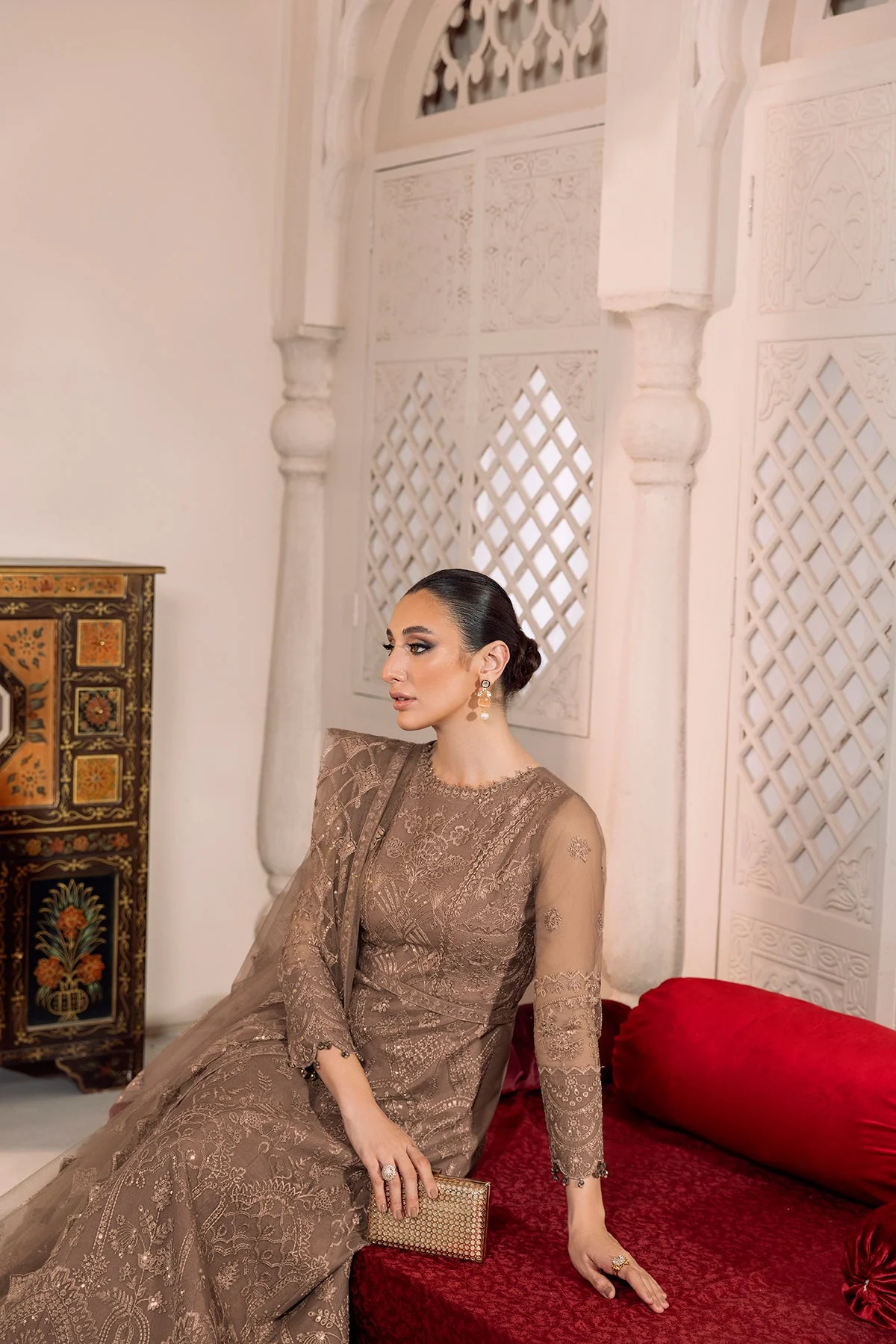Alizeh Dua Luxury Formals – V01D05B- RYAN ( BEIGE ) - Image 5
