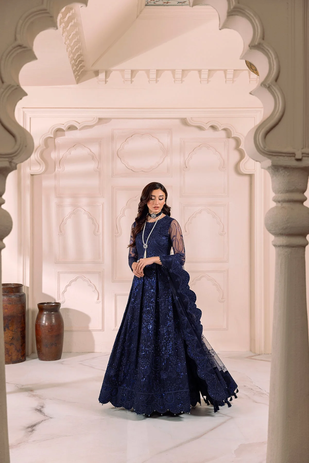 Alizeh Dua Stitched/Pret Luxury Formals – V01D01A- KHIRAD ( BLUE ) - Image 5
