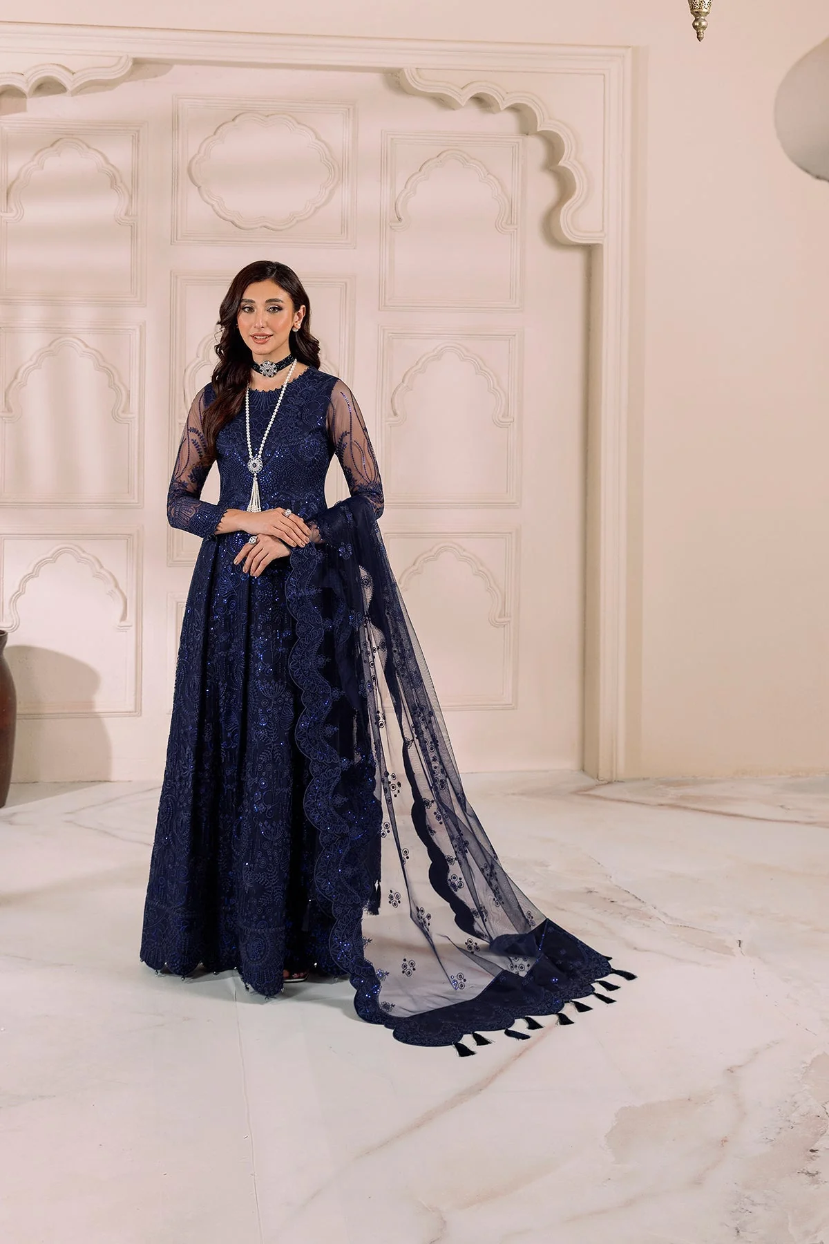 Alizeh Dua Stitched/Pret Luxury Formals – V01D01A- KHIRAD ( BLUE ) - Image 7