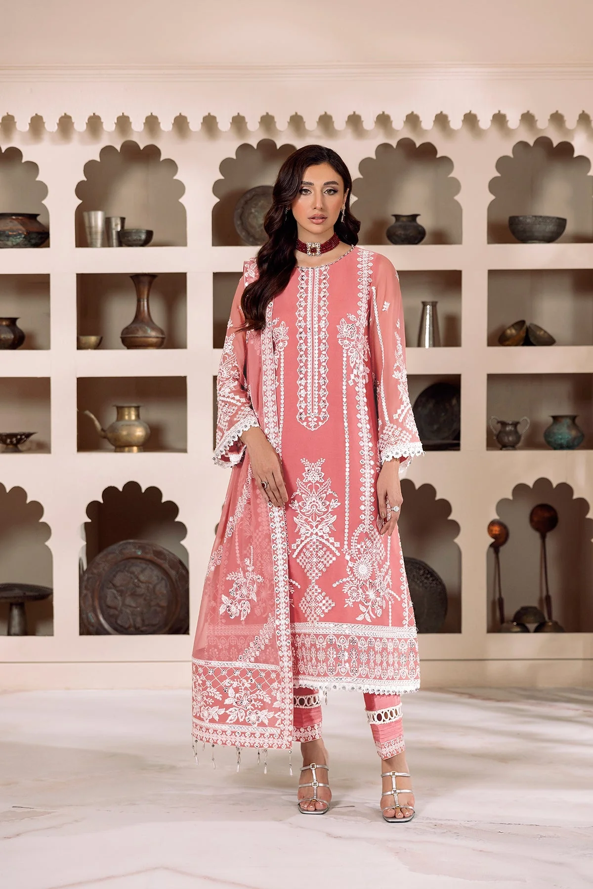 Alizeh Dua Stitched/Pret Luxury Formals – V01D04B- MEHRUNISA ( PINK ) - Image 6