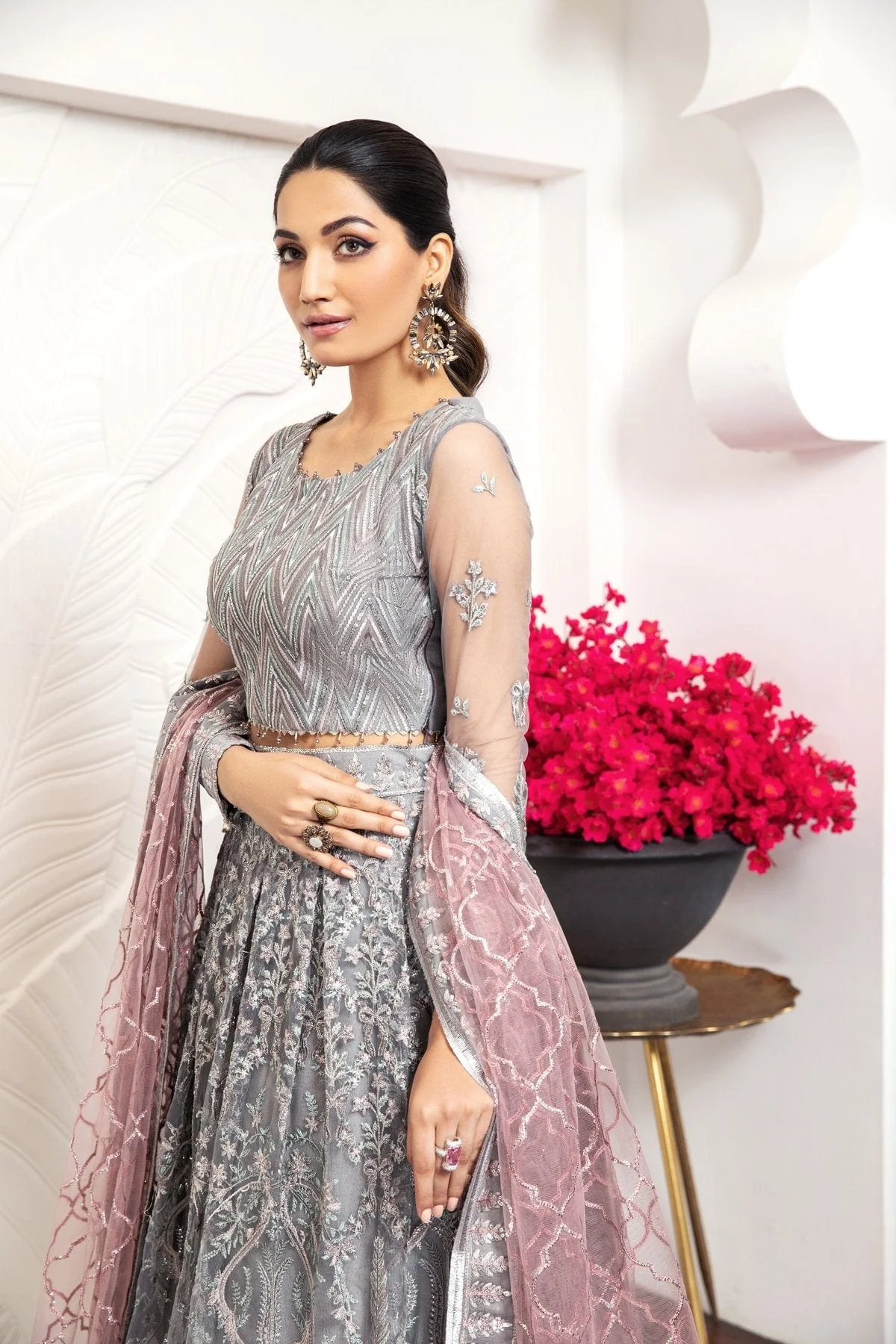 Alizeh Embroidered Chiffon Royale De Luxe Collection – Bella Rose - Image 12