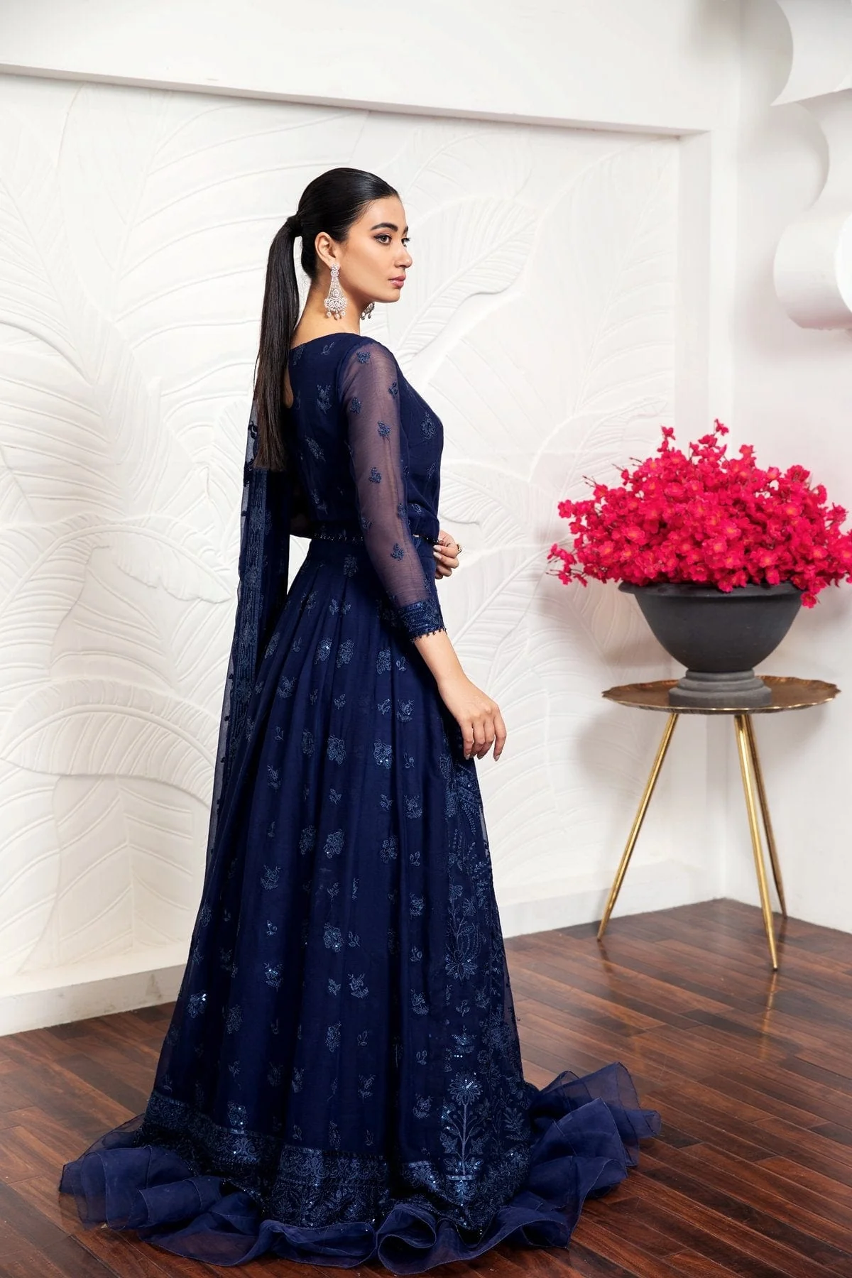 Alizeh Embroidered Chiffon Royale De Luxe Collection – Glace Bleu - Image 9