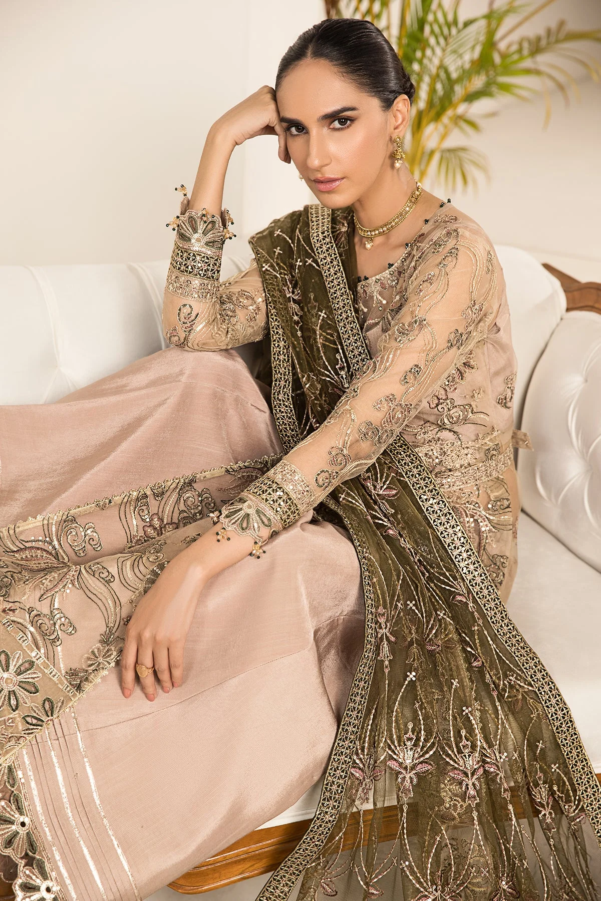 Alizeh Lamhay Festive Formal Collection – Embroidered Net Skin - V15D02 - Emhal - Image 11