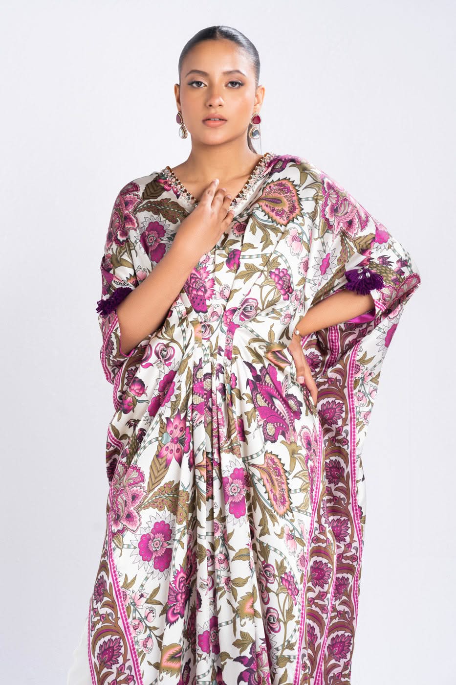 Alkaram Chamois Silk Suit With Printed Tissue Silk Dupatta – SK-03-24-Cream - Image 4