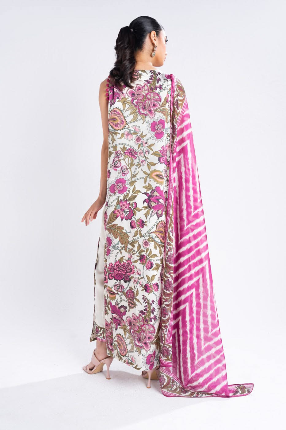 Alkaram Chamois Silk Suit With Printed Tissue Silk Dupatta – SK-03-24-Cream - Image 6