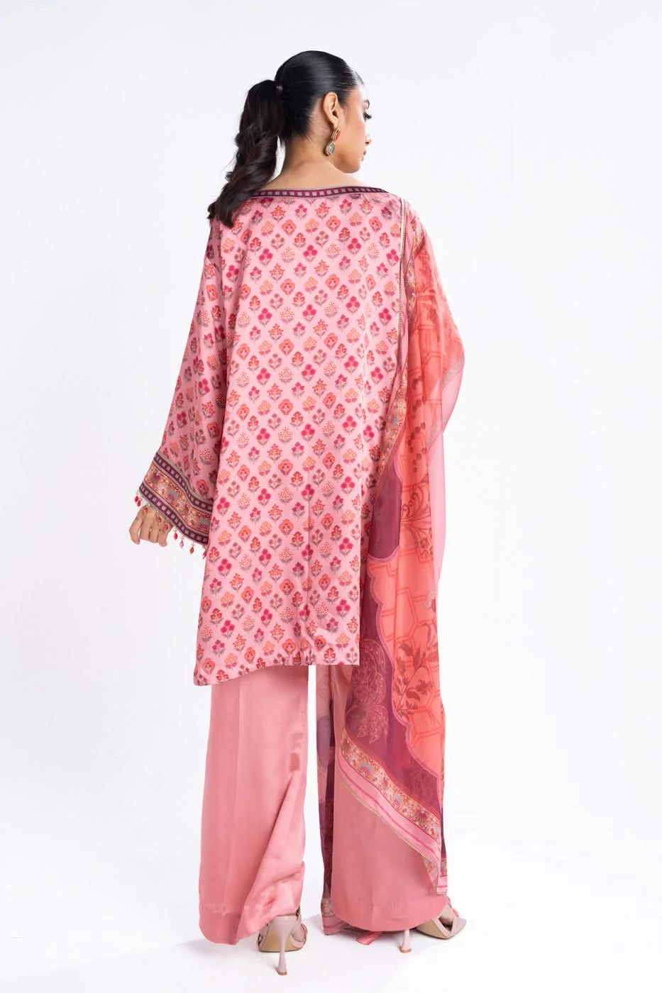 Alkaram Chamois Silk Suit With Printed Tissue Silk Dupatta – SK-08-24-Tea Pink - Image 7