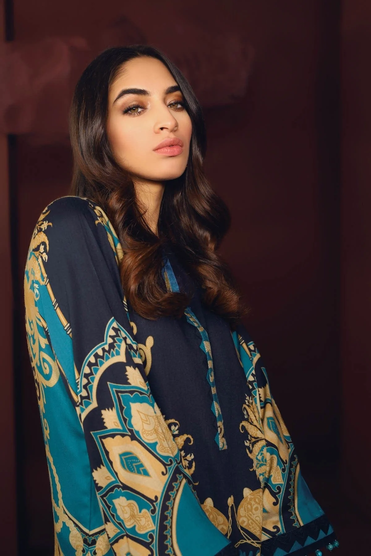 AlKaram Winter Collection โ One Piece Printed Twill Viscose Shirt โ FW-40-20-Blue - Image 4