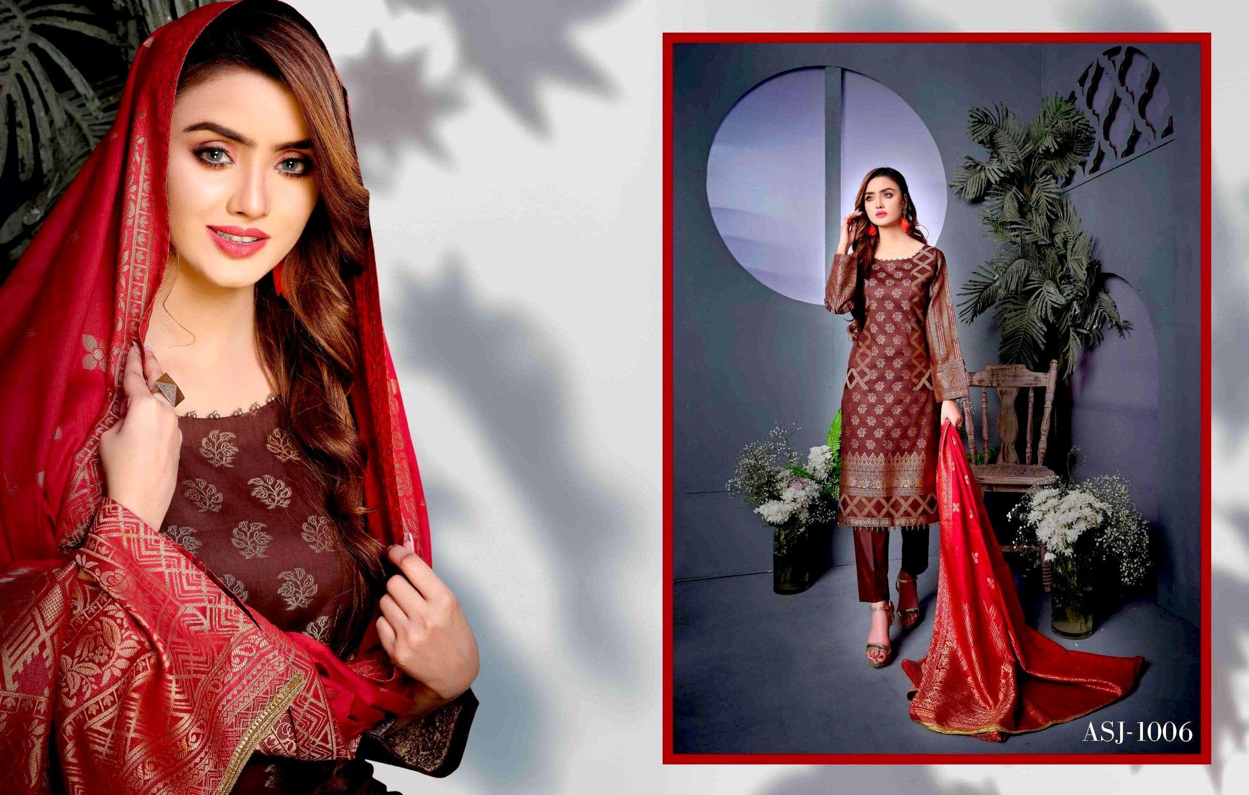 Amna Sohail by Tawakkal Fabrics – Cotton Cambric Banarsi Collection – ASJ 1006 - Image 3
