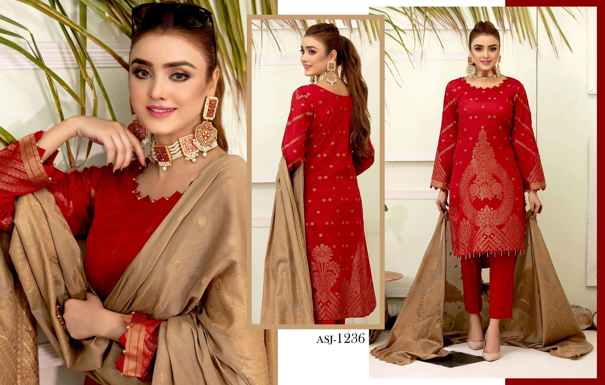 Amna Sohail by Tawakkal Fabrics – Marigold Broshia Banarsi Collection – ASJ-1236 - Image 2