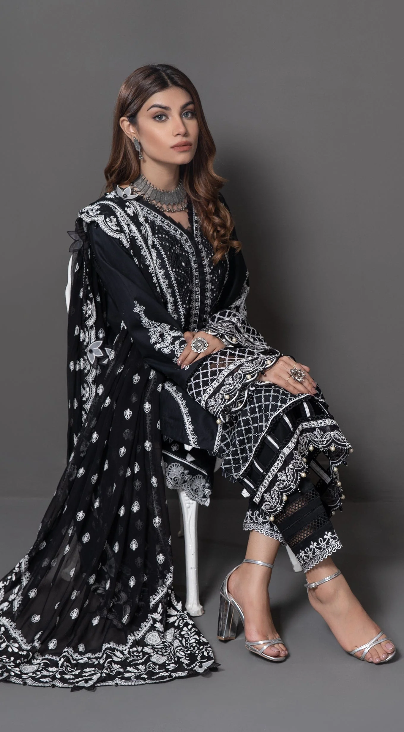 Anaya by Kiran Chaudhry Monochrome Mystique Lawn Collection 2022 – SAHIFA - Image 5